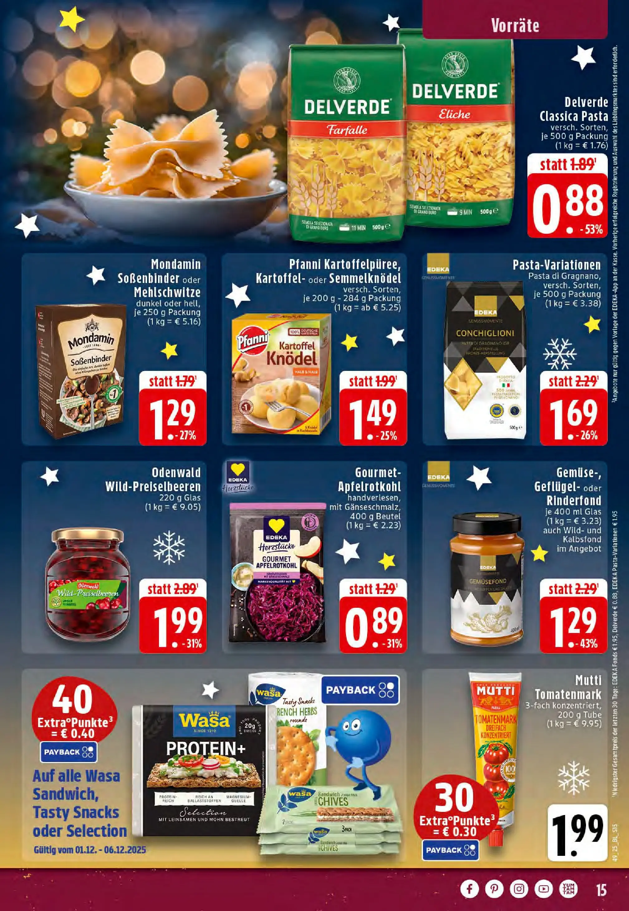 Edeka prospekt Reken-Bahnhof	 (ab 01.12.2025) » Angebote Online | Seite: 15 | Produkte: Gemüse, Pasta
