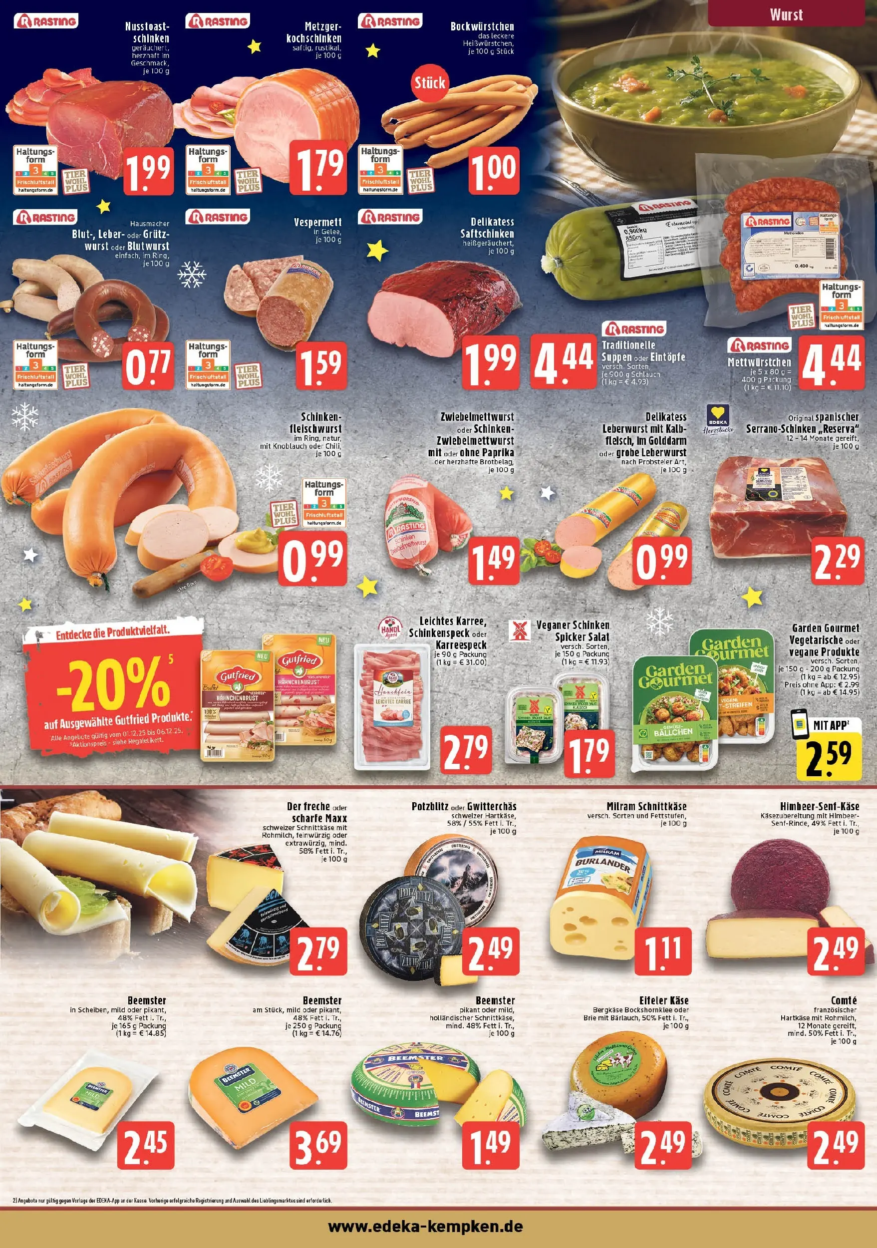 Edeka prospekt Krefeld - Hüls	 (ab 01.12.2025) » Angebote Online | Seite: 3 | Produkte: Käse, Paprika, Milram, Schinken