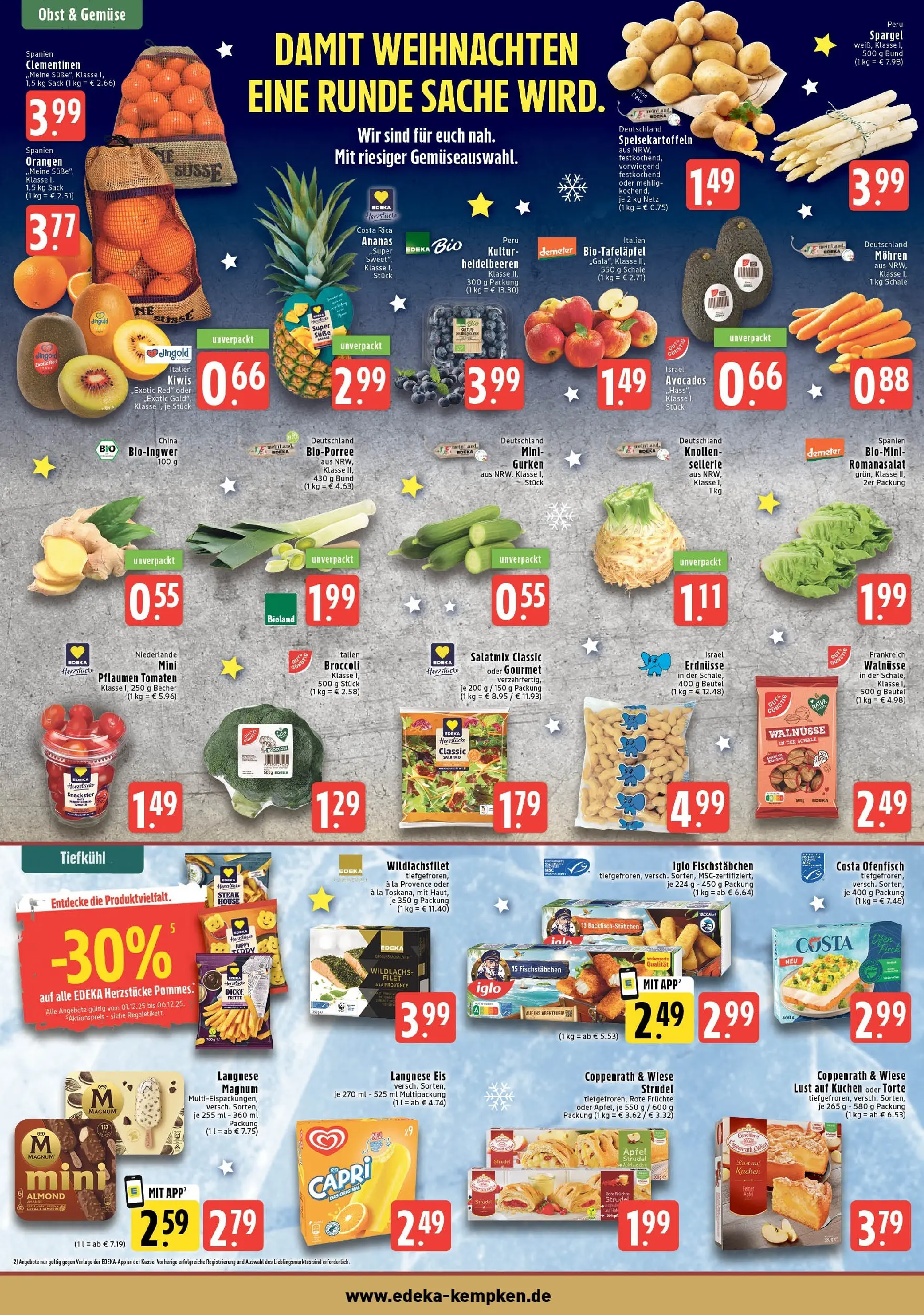 Edeka prospekt Krefeld - Hüls	 (ab 01.12.2025) » Angebote Online | Seite: 4 | Produkte: Erdnüsse, Orangen, Ananas, Fischstabchen