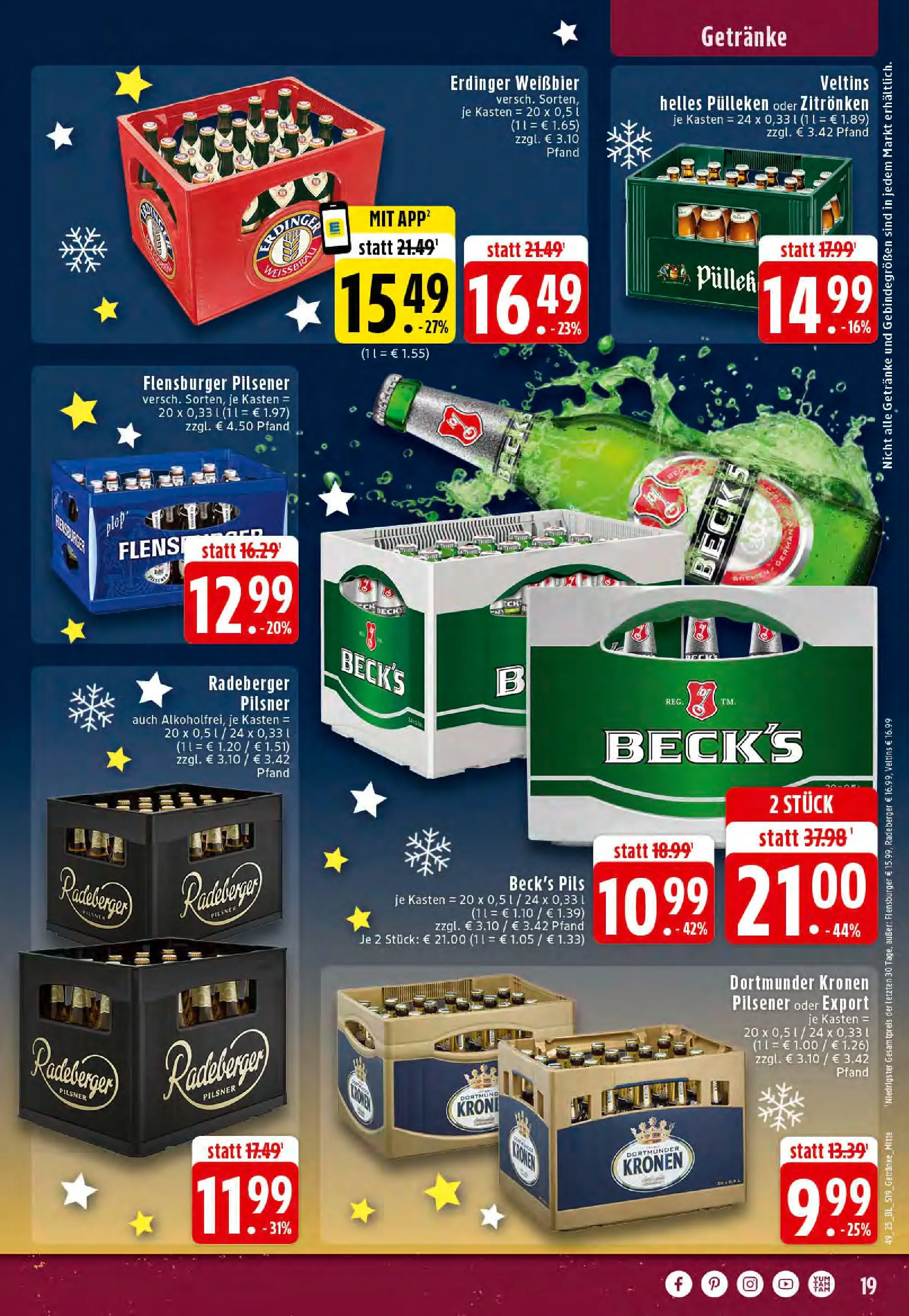 Edeka prospekt Reken-Bahnhof	 (ab 01.12.2025) » Angebote Online | Seite: 19 | Produkte: Weißbier, Pils, Flensburger, Radeberger pilsner