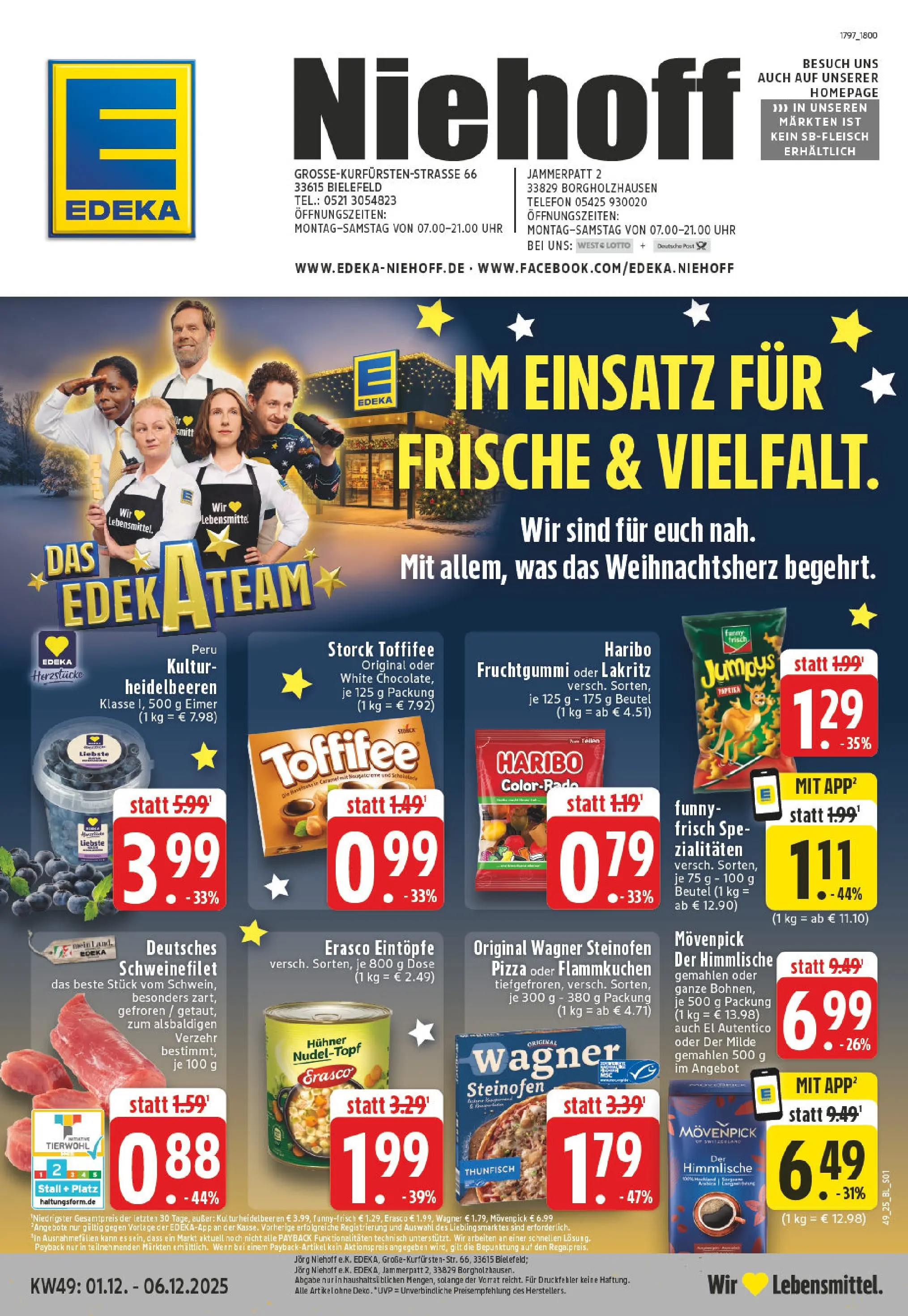 Edeka prospekt Bielefeld	 (ab 01.12.2025) » Angebote Online | Seite: 1 | Produkte: Haribo, Heidelbeeren, Pizza, Erasco