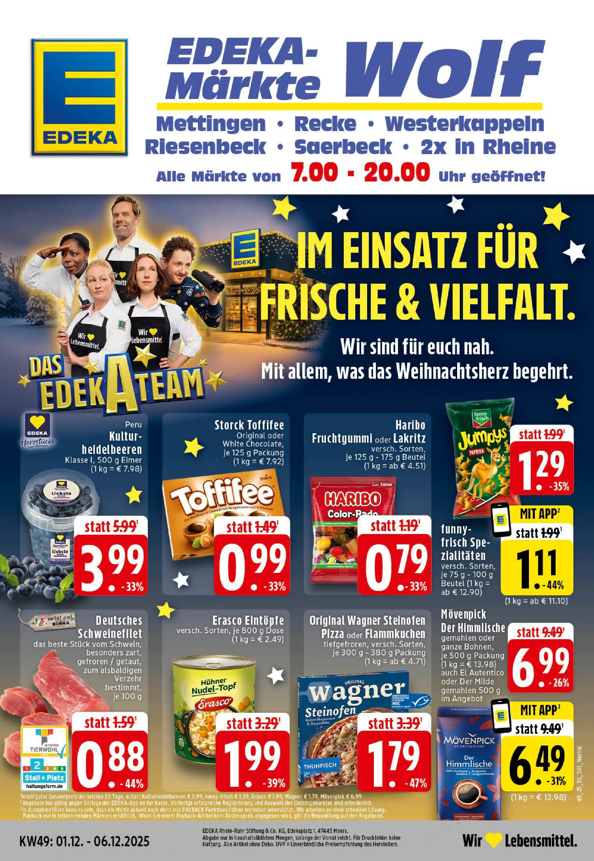 Edeka prospekt Rheine	 (ab 01.12.2025) » Angebote Online | Seite: 1 | Produkte: Thunfisch, Schweinefilet, Pizza, Erasco