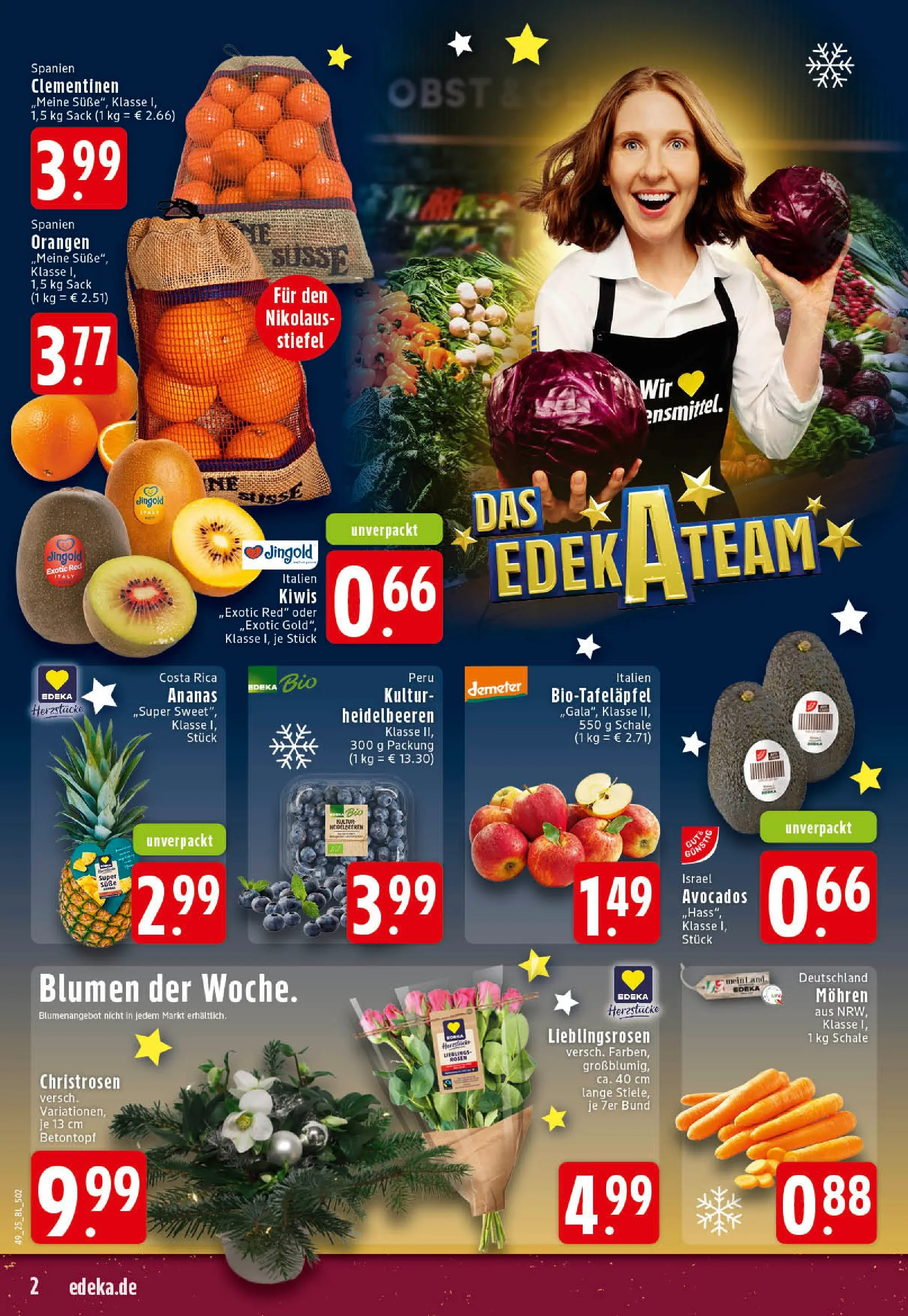 Edeka prospekt Rheine	 (ab 01.12.2025) » Angebote Online | Seite: 2 | Produkte: Orangen, Mohren, Heidelbeeren, Stiefel