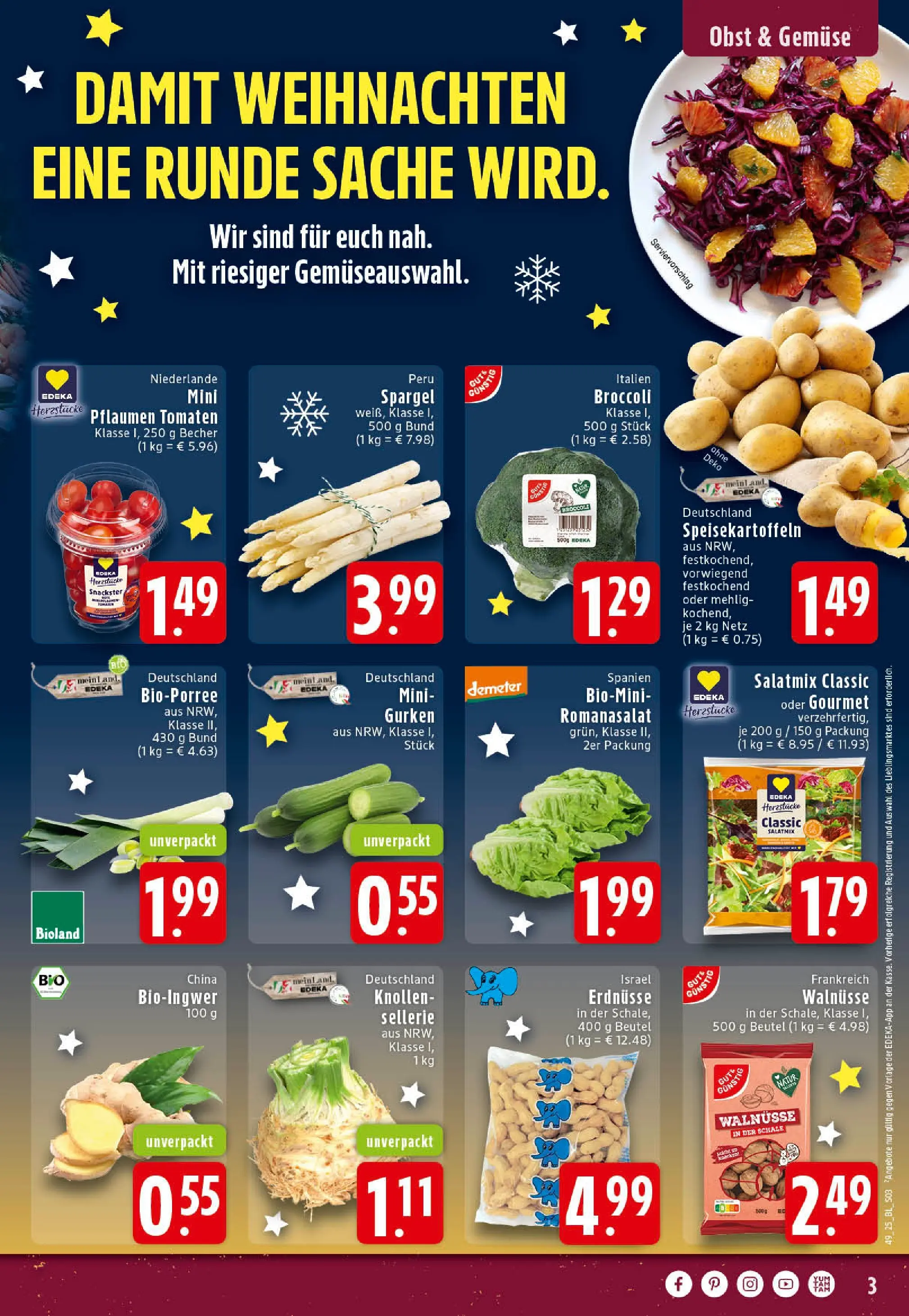 Edeka prospekt Rheine	 (ab 01.12.2025) » Angebote Online | Seite: 3 | Produkte: Erdnüsse, Walnüsse, Pflaumen, Obst