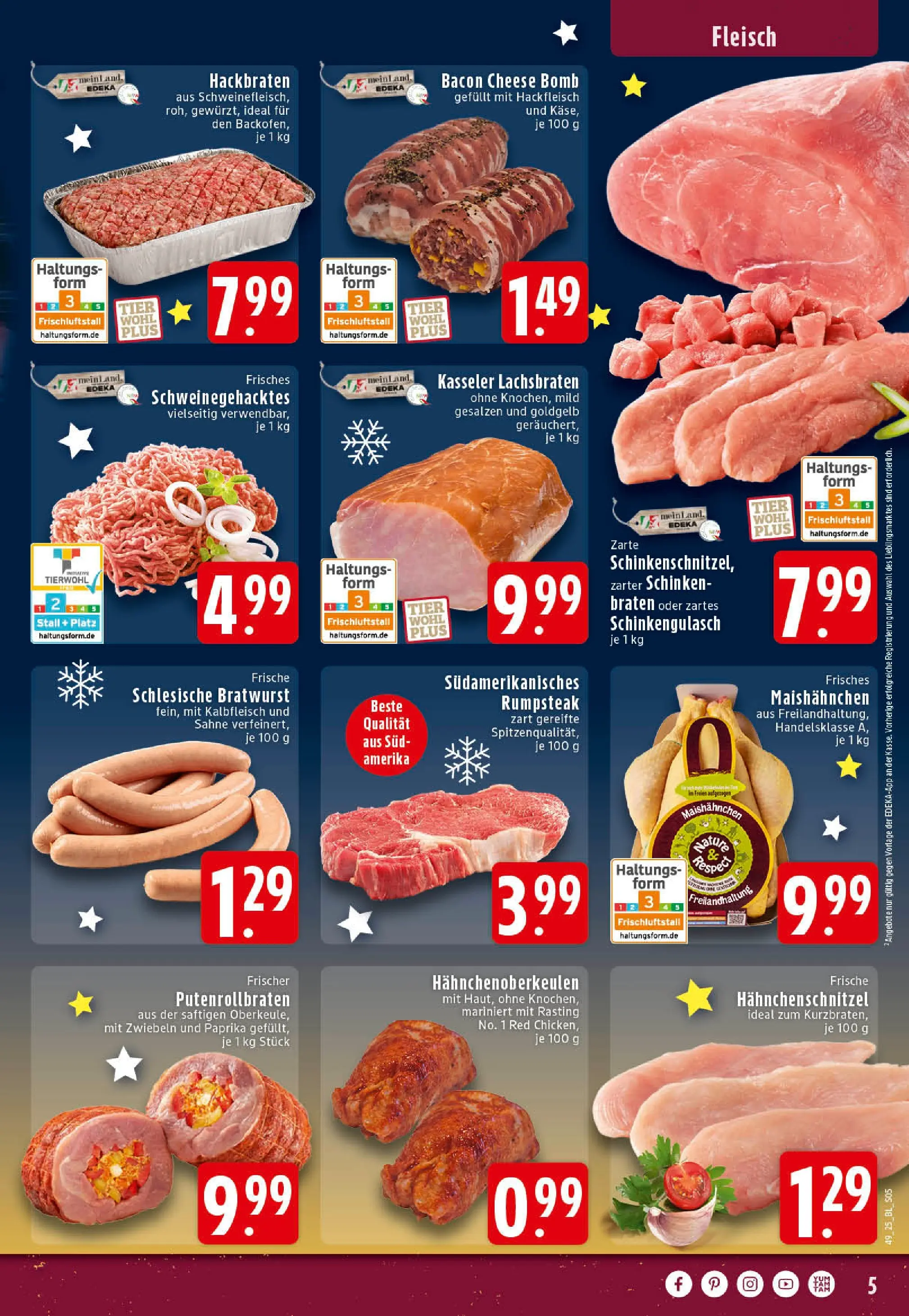Edeka prospekt Rheine	 (ab 01.12.2025) » Angebote Online | Seite: 5 | Produkte: Schinken, Sahne, Fleisch, Hackfleisch