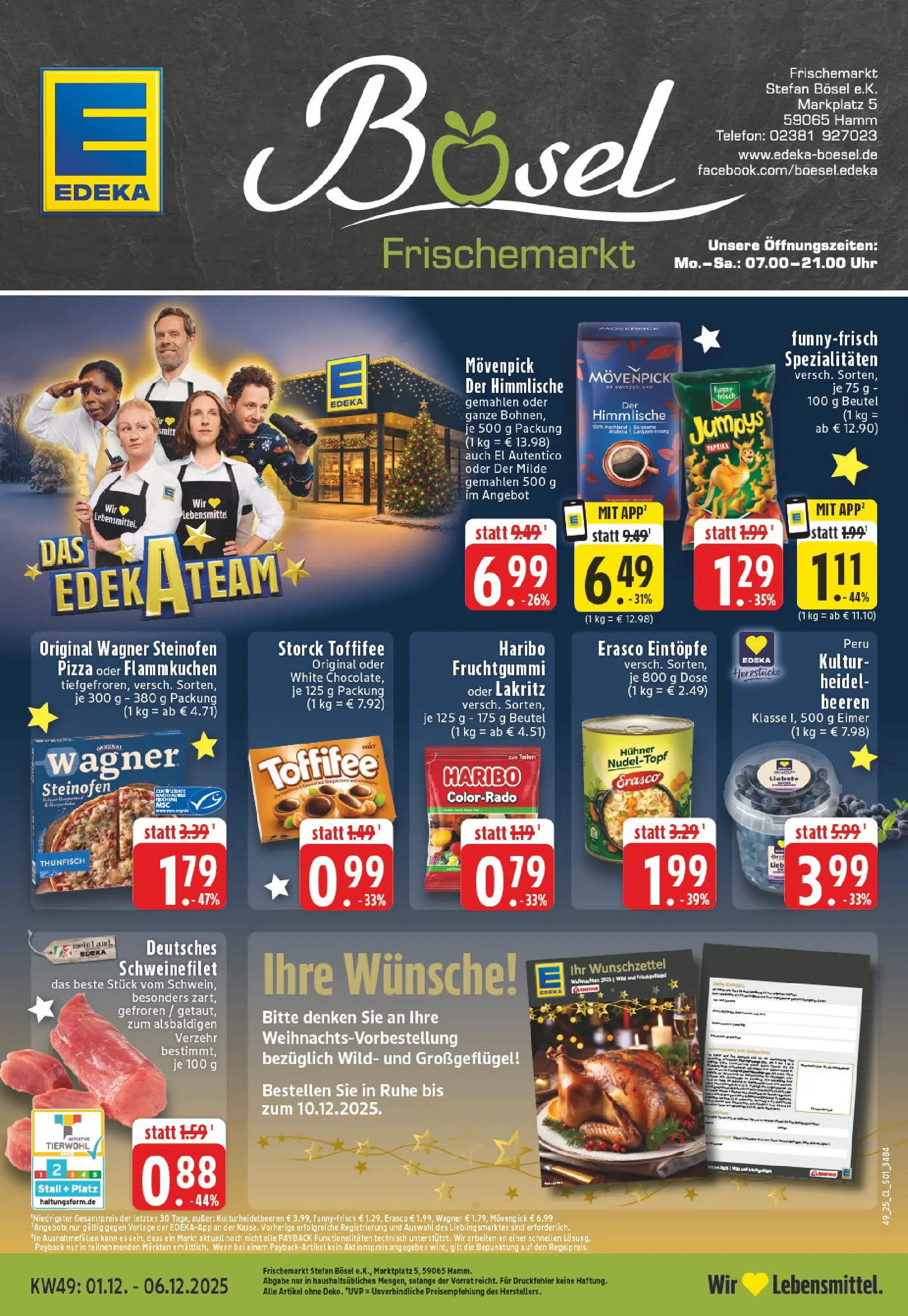 Edeka prospekt Hamm	 (ab 01.12.2025) » Angebote Online | Seite: 1 | Produkte: Schweinefilet, Toffifee, Pizza, Uhr