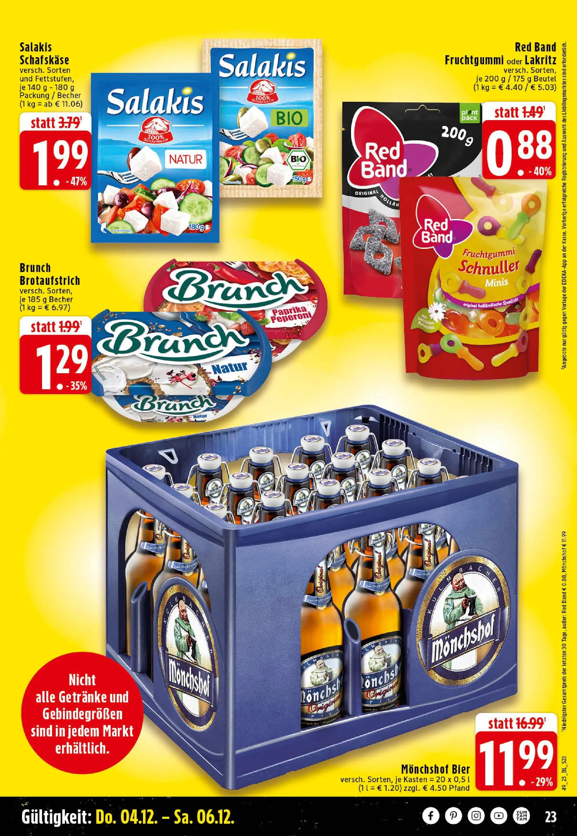 Edeka prospekt Rheine	 (ab 01.12.2025) » Angebote Online | Seite: 23 | Produkte: Monchshof, Bier, Paprika, Schafskase