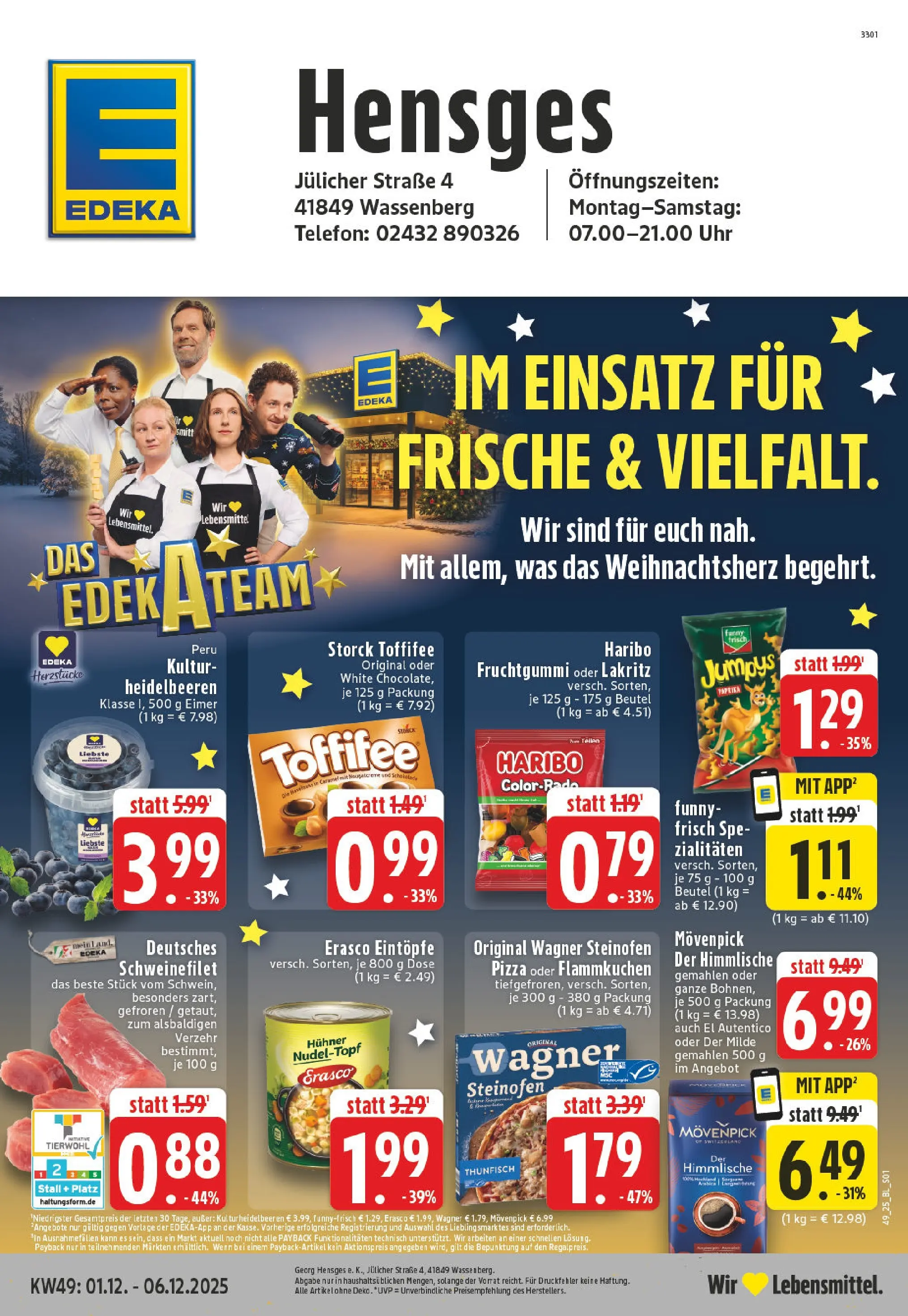 Edeka prospekt Wassenberg	 (ab 01.12.2025) » Angebote Online | Seite: 1 | Produkte: Thunfisch, Heidelbeeren, Toffifee, Uhr
