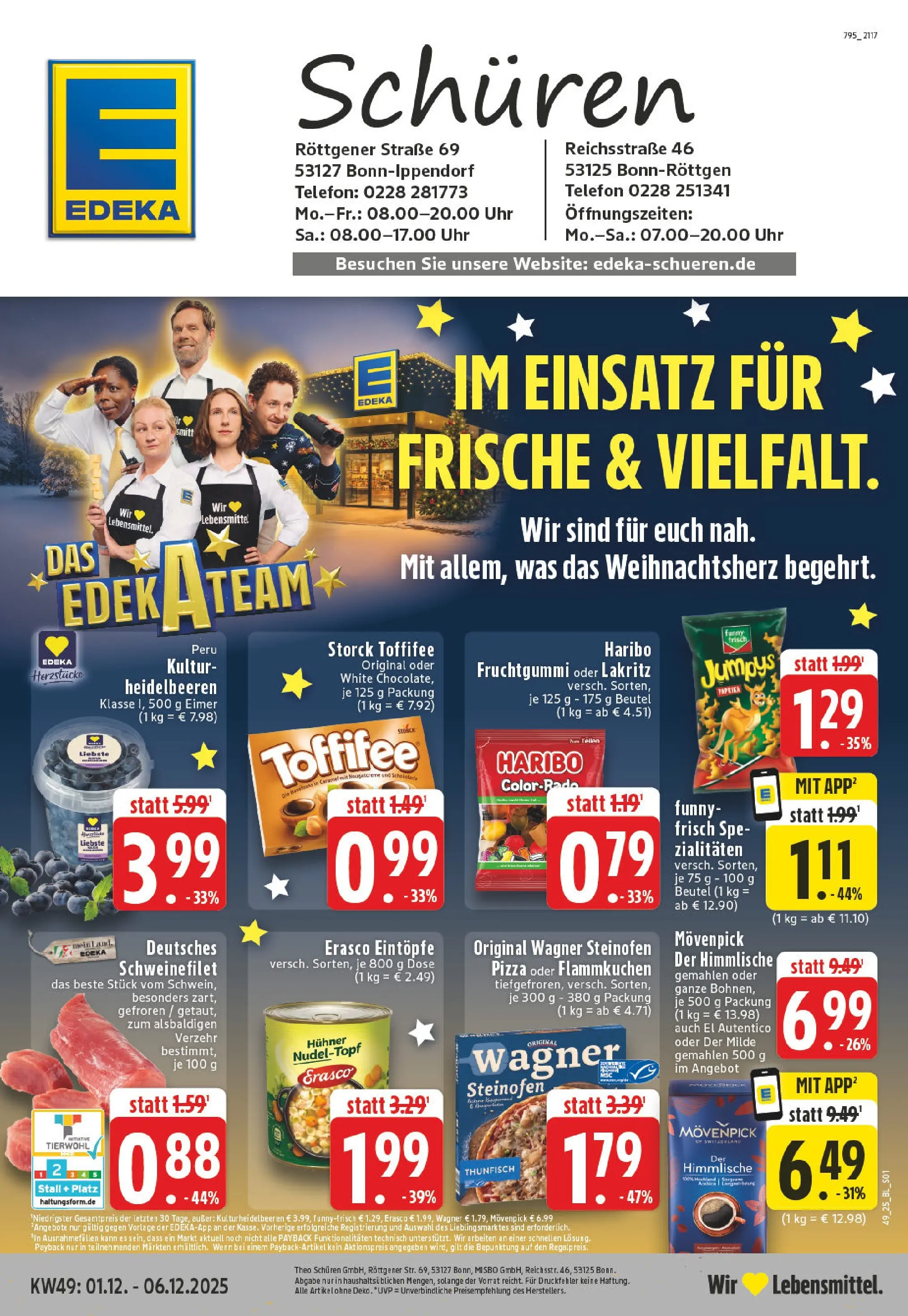 Edeka prospekt Bonn-Ippendorf	 (ab 01.12.2025) » Angebote Online | Seite: 1 | Produkte: Tür, Paprika, Toffifee, Pizza