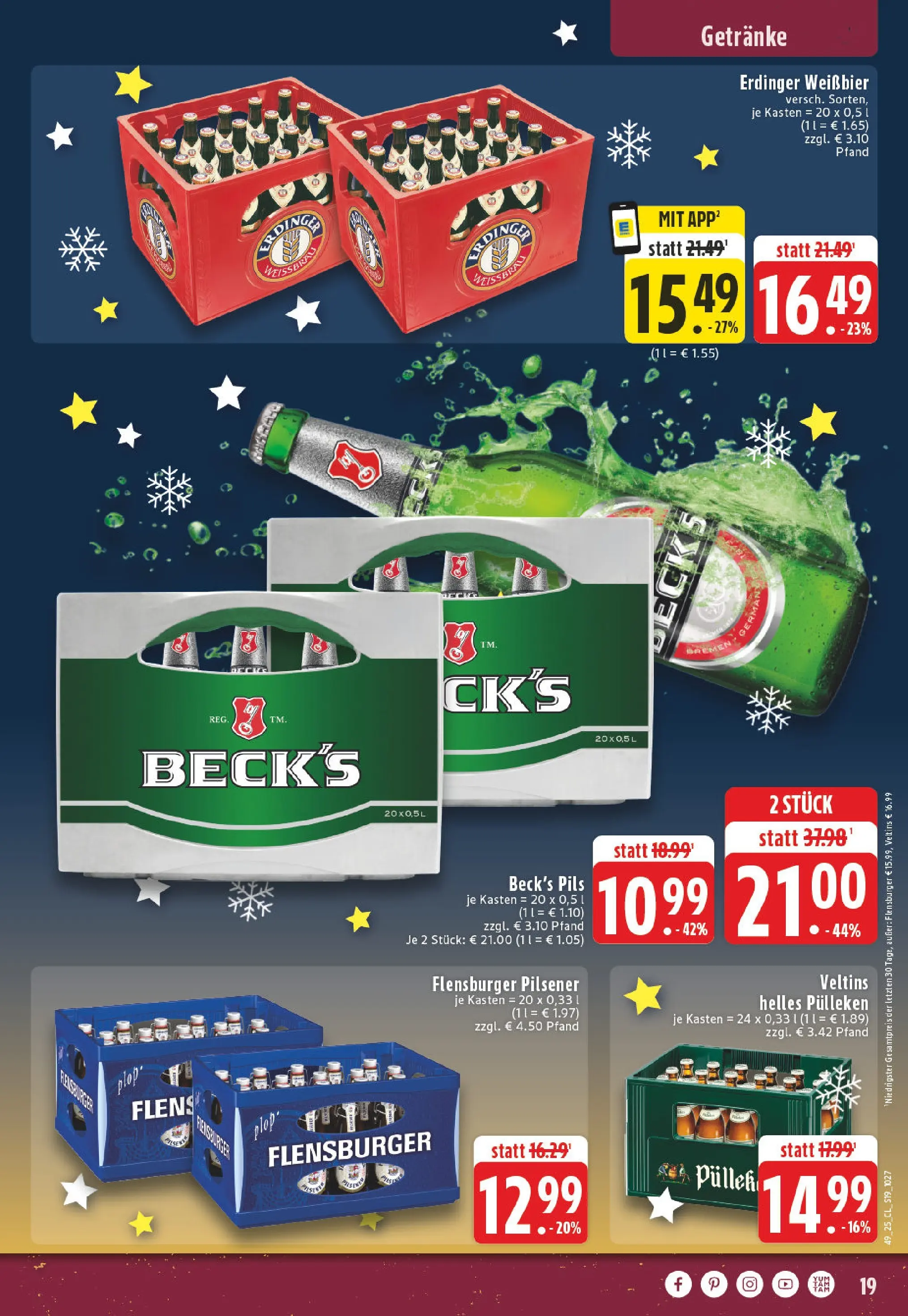 Edeka prospekt Ruppichteroth	 (ab 01.12.2025) » Angebote Online | Seite: 19 | Produkte: Erdinger, Weißbier, Flensburger, Veltins