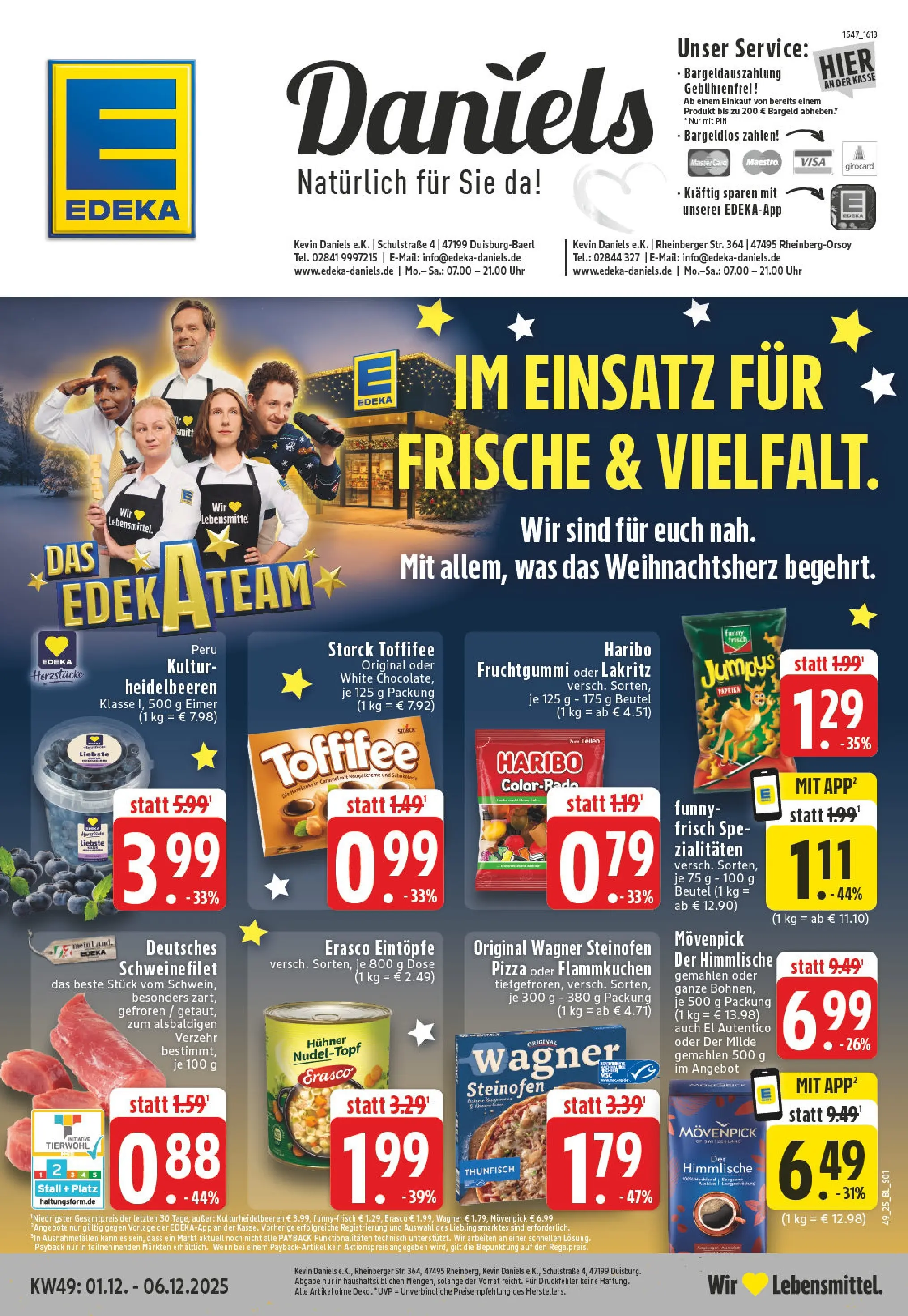 Edeka prospekt Duisburg-Baerl	 (ab 01.12.2025) » Angebote Online | Seite: 1 | Produkte: Thunfisch, Heidelbeeren, Pizza, Erasco