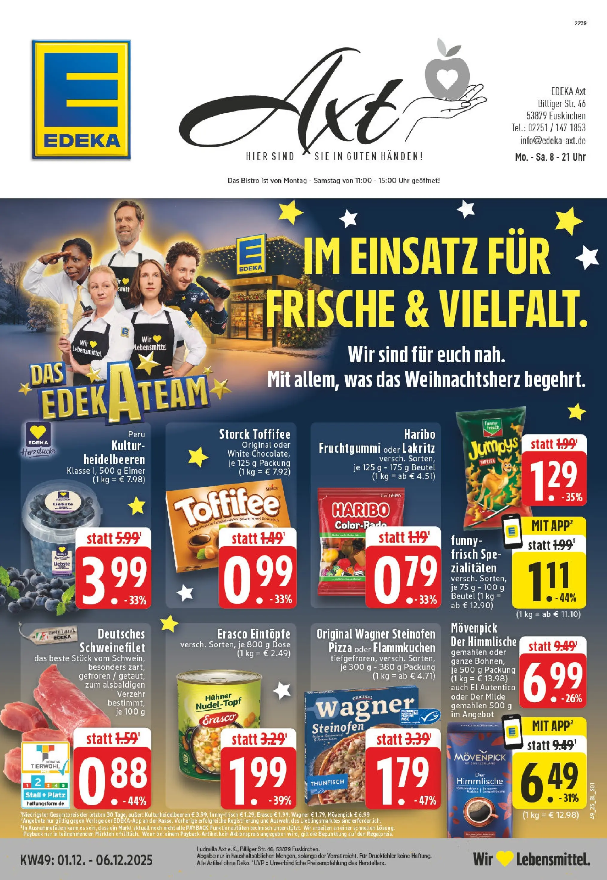 Edeka prospekt Euskirchen	 (ab 01.12.2025) » Angebote Online | Seite: 1 | Produkte: Thunfisch, Heidelbeeren, Schweinefilet, Uhr