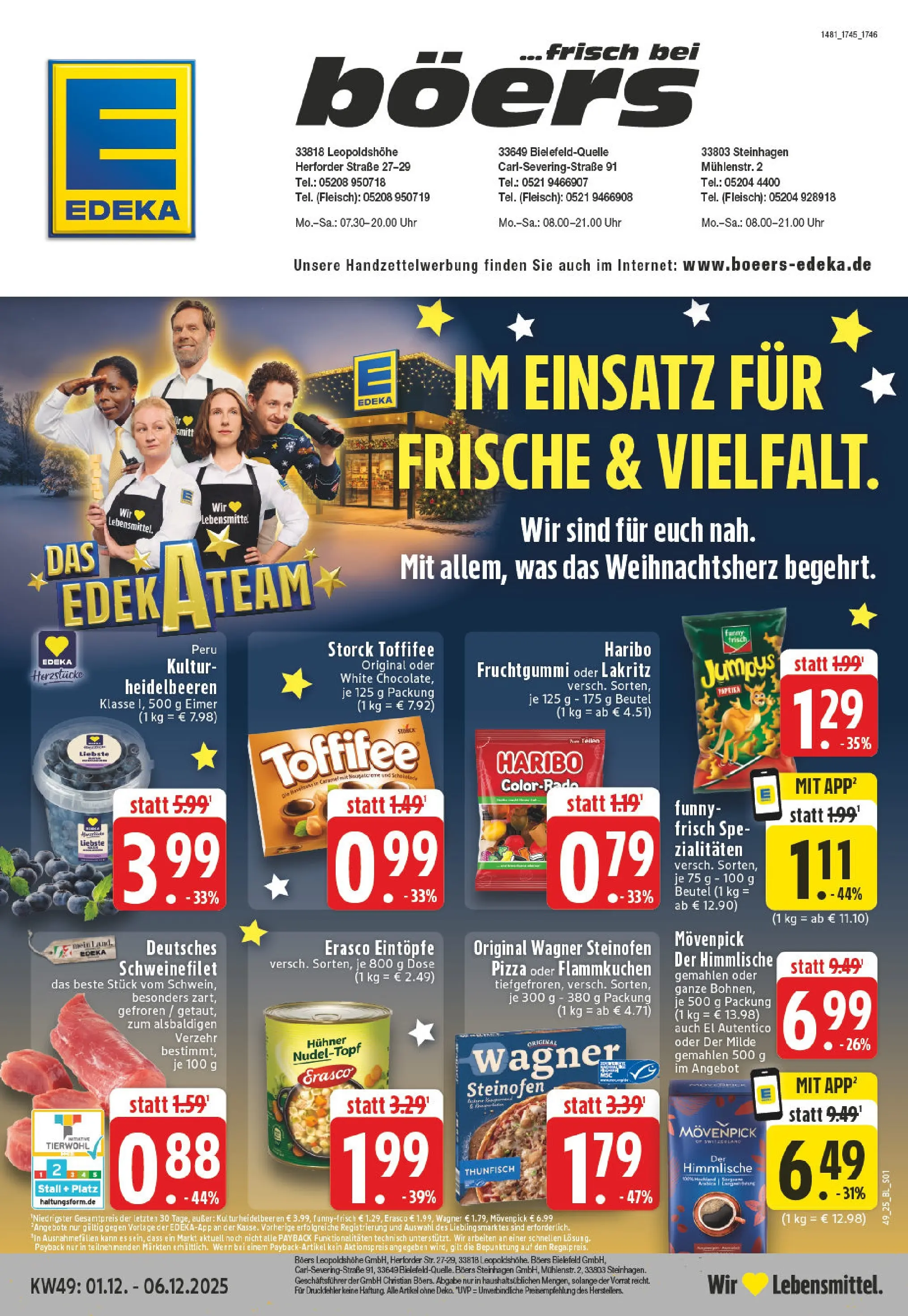 Edeka prospekt Bielefeld	 (ab 01.12.2025) » Angebote Online | Seite: 1 | Produkte: Toffifee, Pizza, Chips, Fleisch