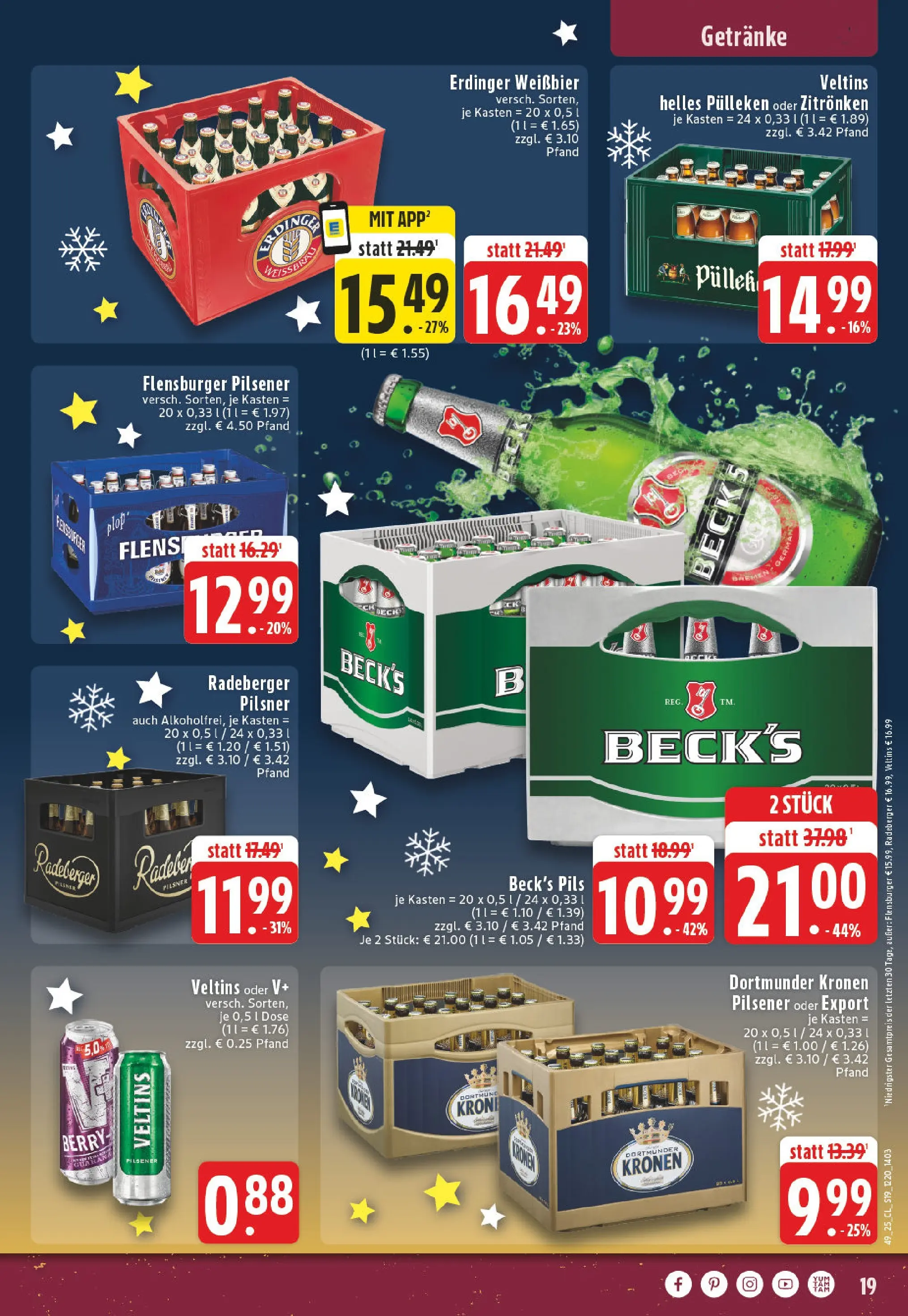 Edeka prospekt Marl	 (ab 01.12.2025) » Angebote Online | Seite: 19 | Produkte: Helles pulleken, Erdinger, Pils, Veltins