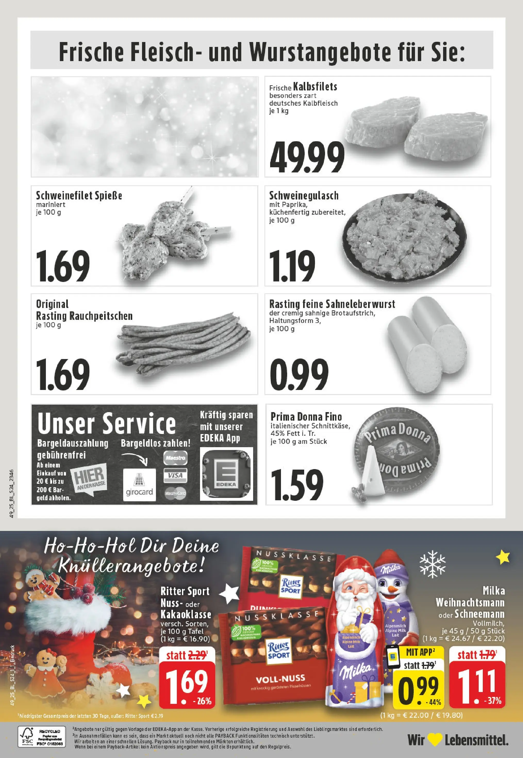 Edeka prospekt Essen	 (ab 01.12.2025) » Angebote Online | Seite: 24 | Produkte: Schweinegulasch, Ritter sport, Schweinefilet, Fleisch