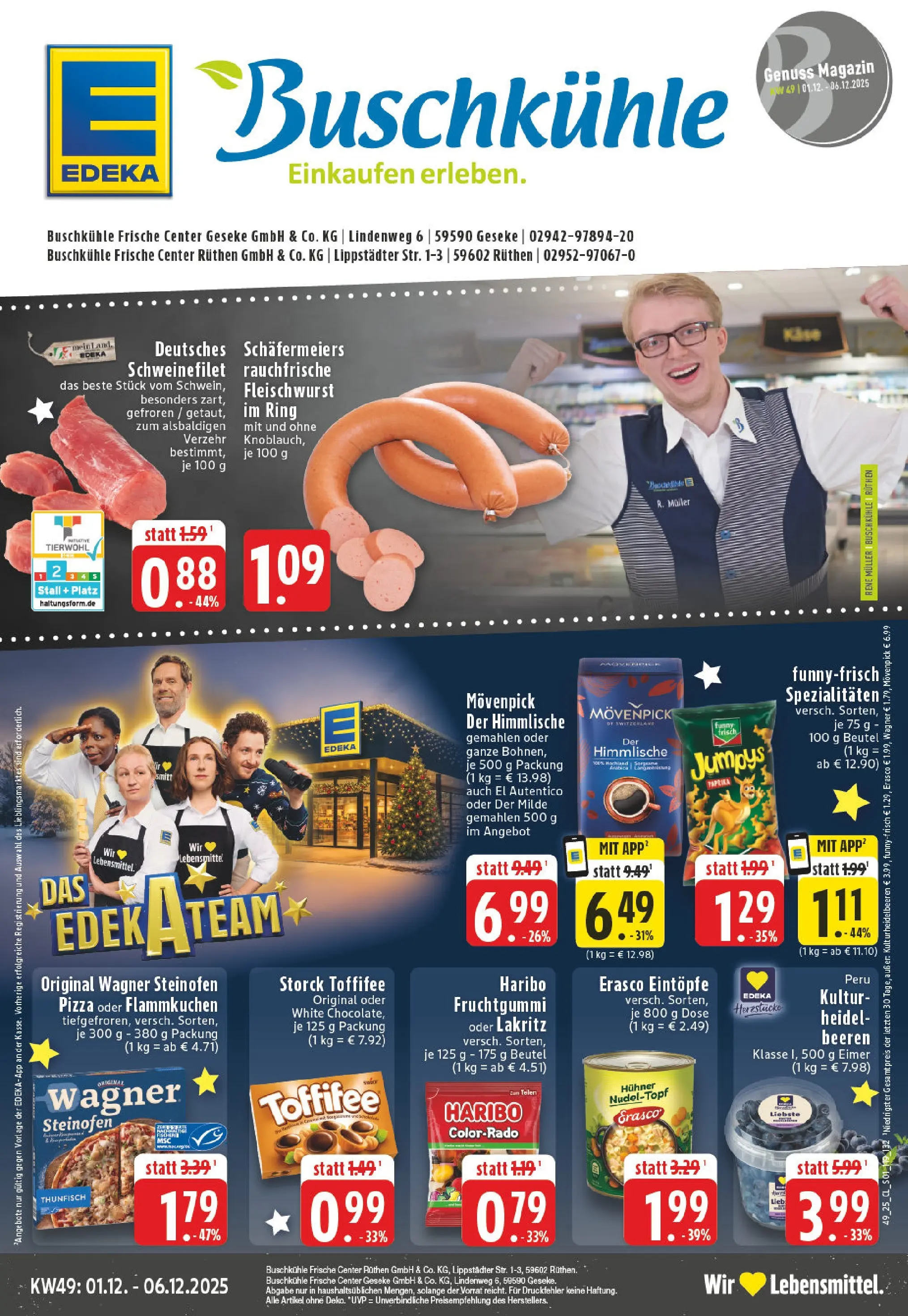 Edeka prospekt Rüthen	 (ab 01.12.2025) » Angebote Online | Seite: 1 | Produkte: Haribo, Thunfisch, Schweinefilet, Erasco
