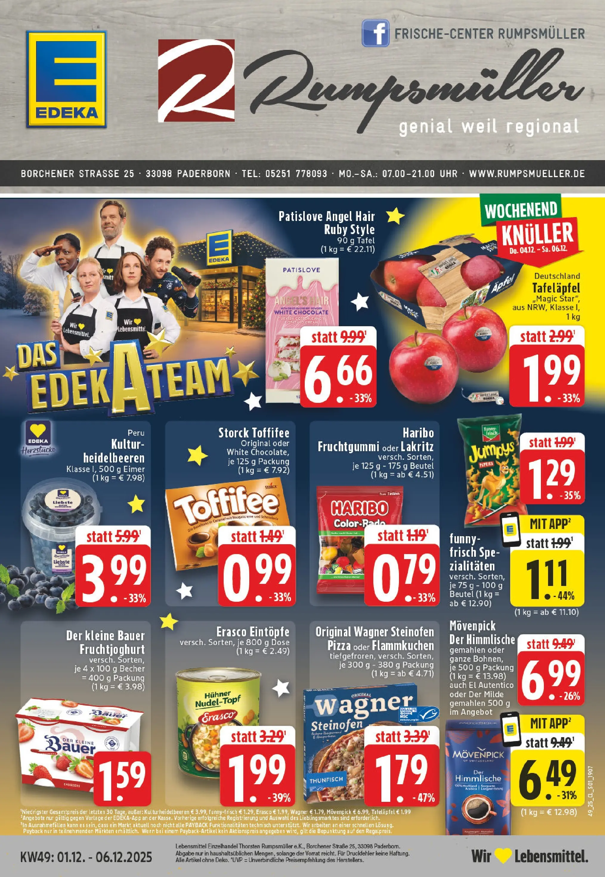 Edeka prospekt Paderborn	 (ab 01.12.2025) » Angebote Online | Seite: 1 | Produkte: Haribo, Schokolade, Fruchtjoghurt, Pizza