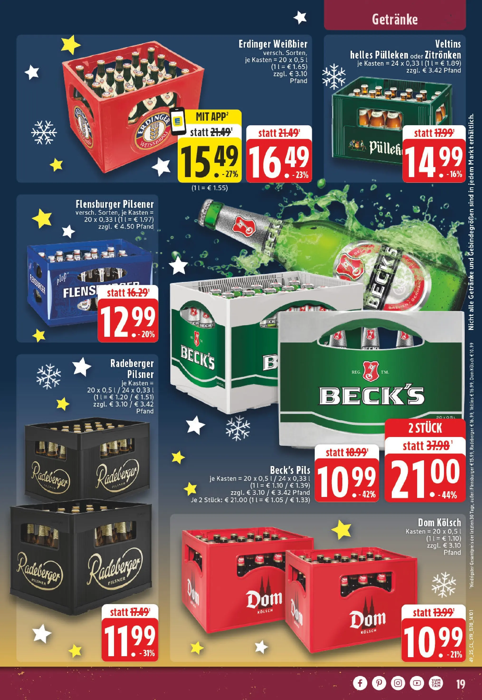 Edeka prospekt Ransbach-Baumbach	 (ab 01.12.2025) » Angebote Online | Seite: 19 | Produkte: Erdinger, Weißbier, Pils, Veltins