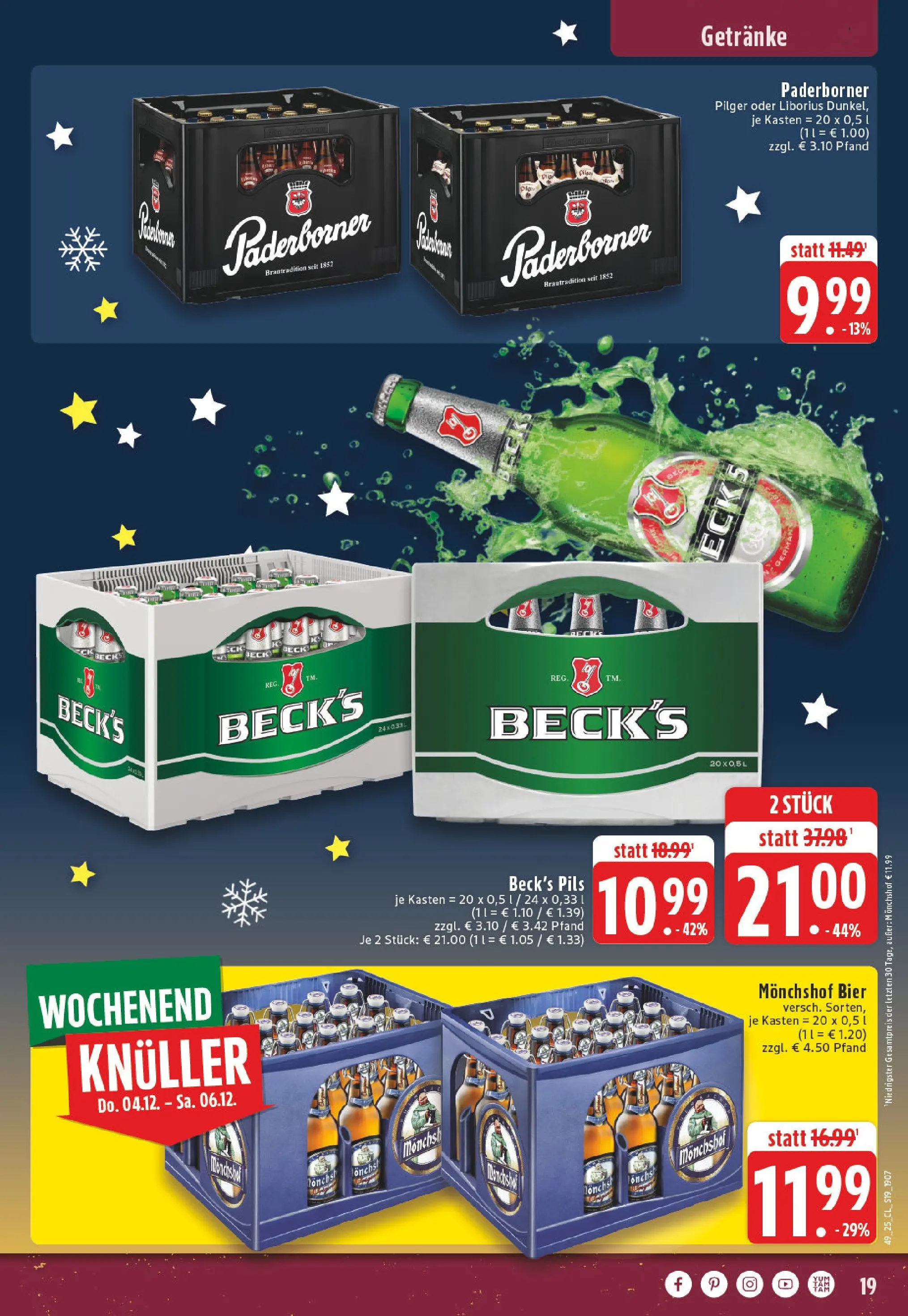 Edeka prospekt Paderborn	 (ab 01.12.2025) » Angebote Online | Seite: 19 | Produkte: Monchshof, Bier, Pils