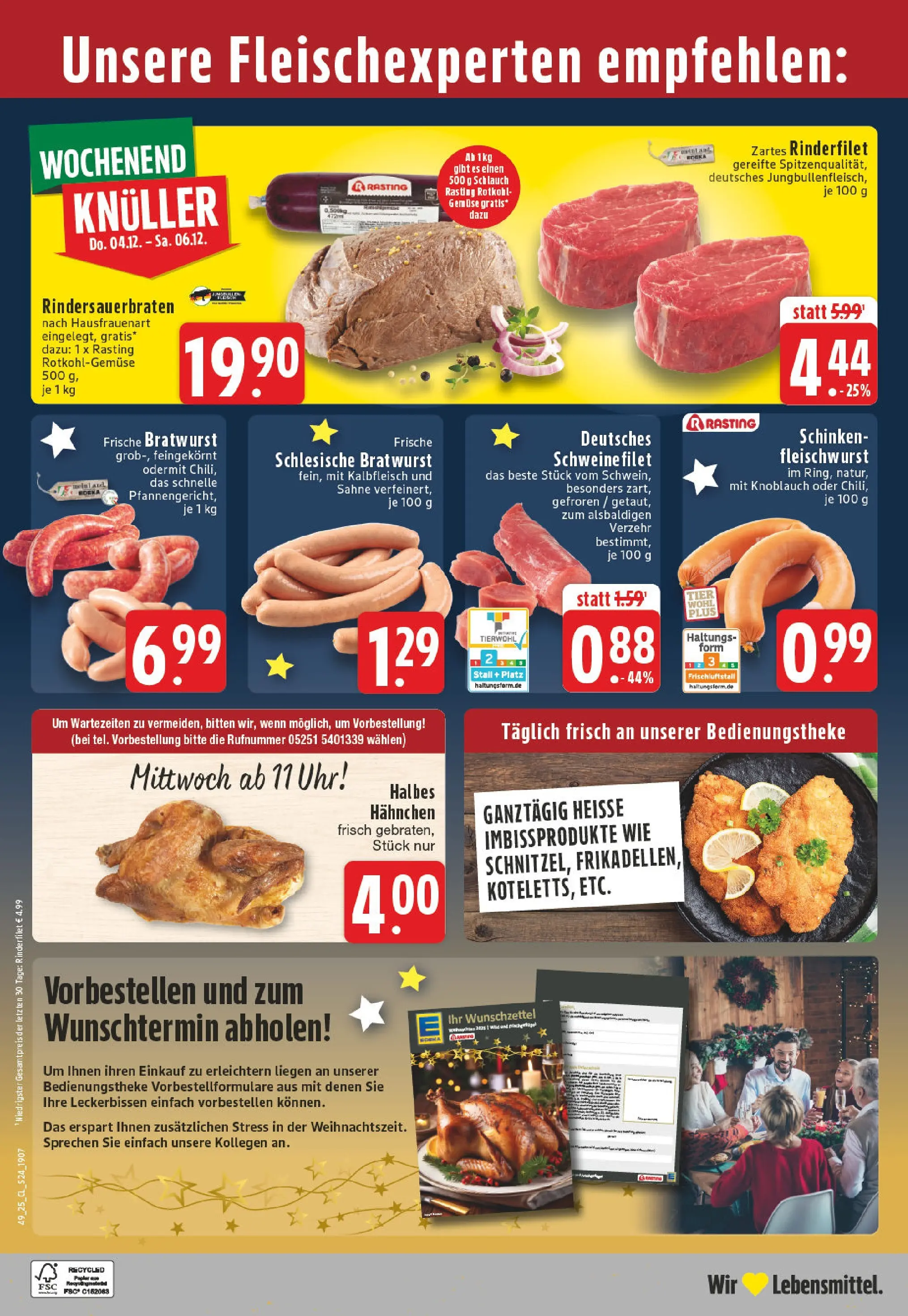 Edeka prospekt Paderborn	 (ab 01.12.2025) » Angebote Online | Seite: 24 | Produkte: Rinderfilet, Schweinefilet, Schinken, Sahne