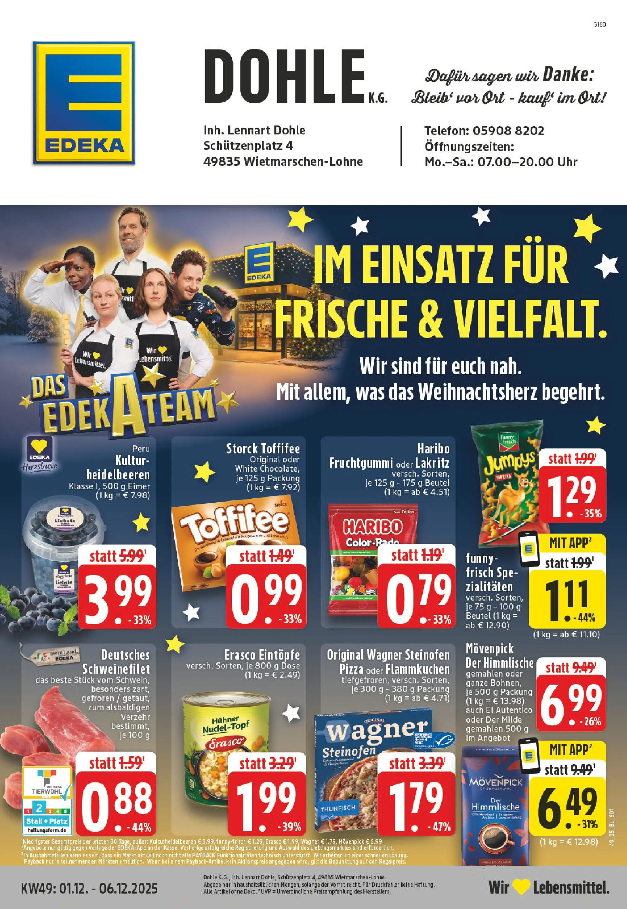Edeka prospekt Lohne	 (ab 01.12.2025) » Angebote Online | Seite: 1 | Produkte: Toffifee, Erasco, Chips, Uhr