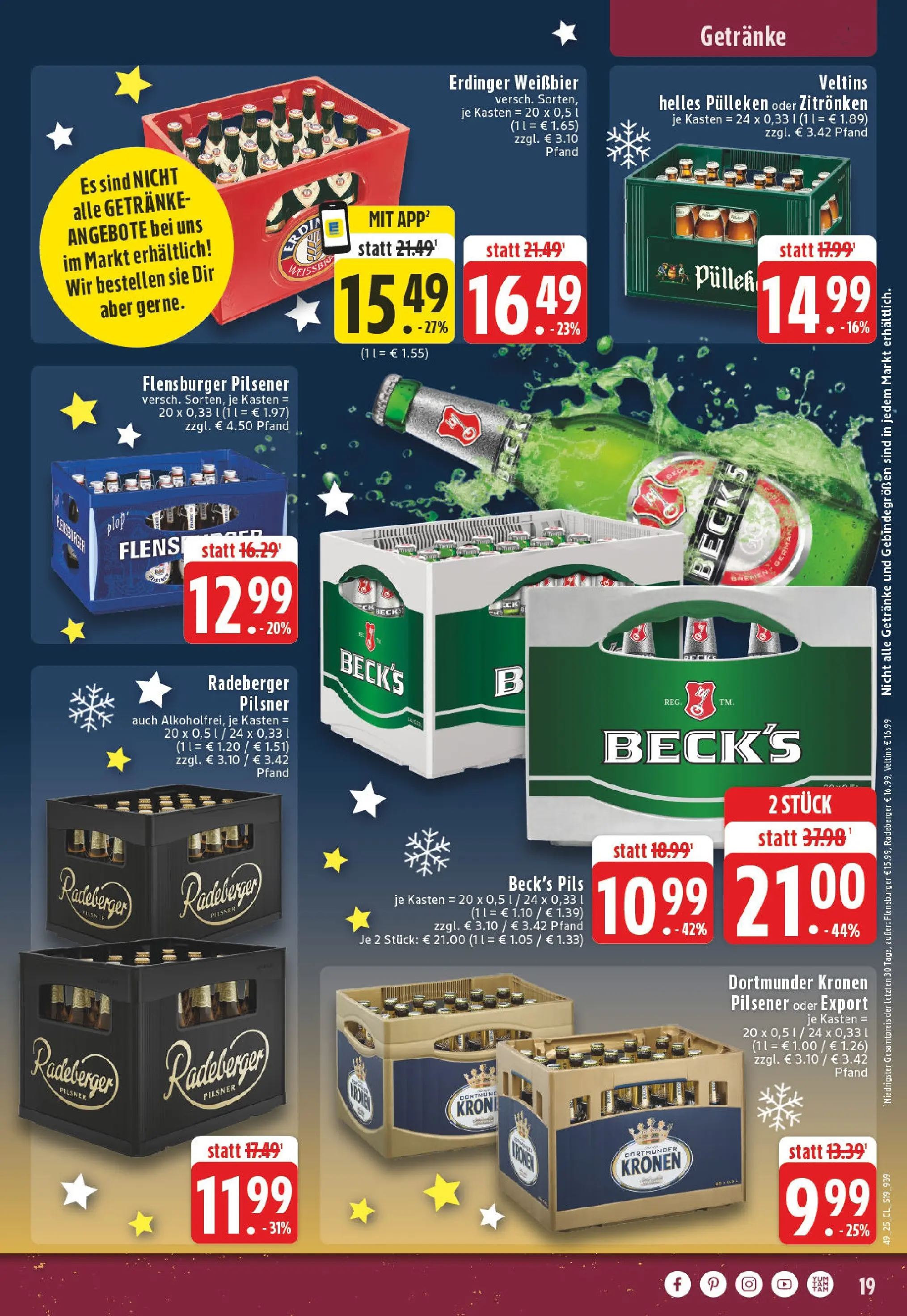 Edeka prospekt Iserlohn	 (ab 01.12.2025) » Angebote Online | Seite: 19 | Produkte: Helles pulleken, Flensburger, Radeberger pilsner, Veltins