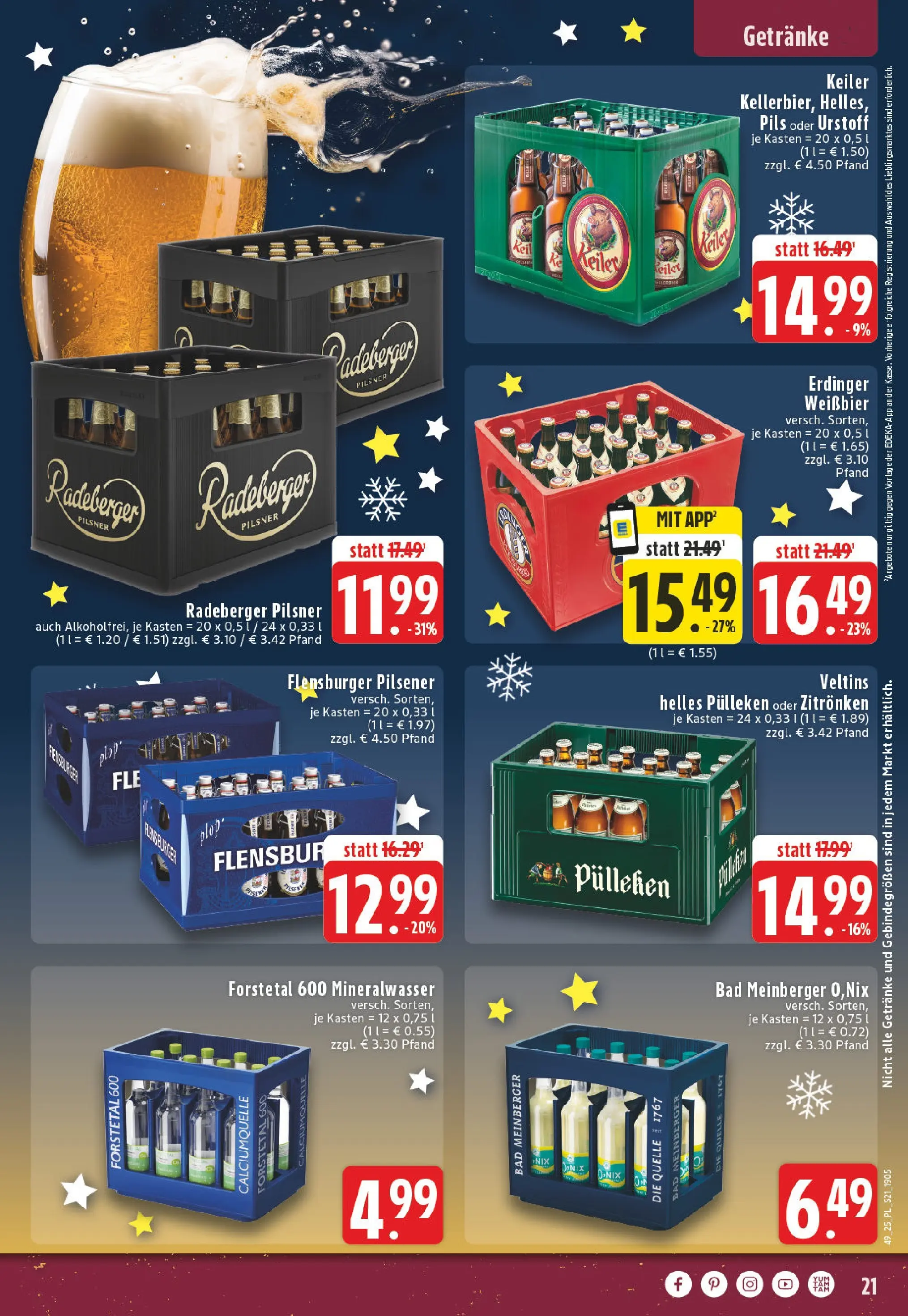 Edeka prospekt Lippstadt	 (ab 01.12.2025) » Angebote Online | Seite: 21 | Produkte: Bad, Pils, Mineralwasser, Radeberger pilsner