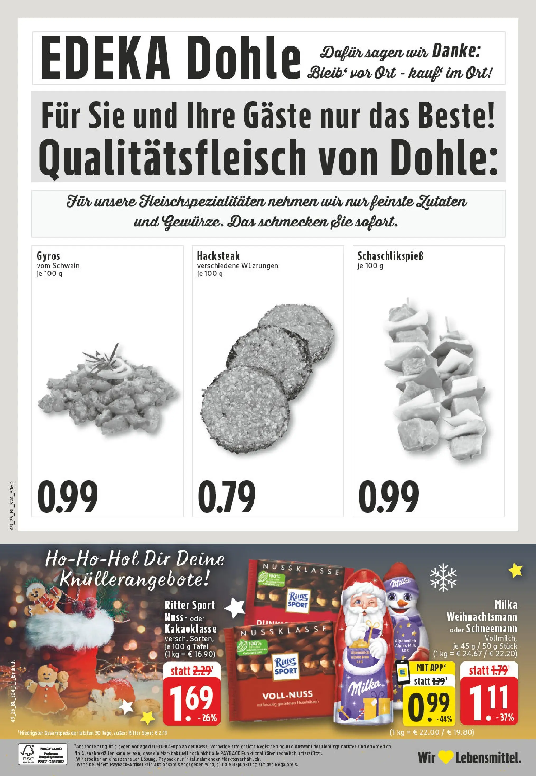 Edeka prospekt Lohne	 (ab 01.12.2025) » Angebote Online | Seite: 24 | Produkte: Ritter sport, Milka, Gyros