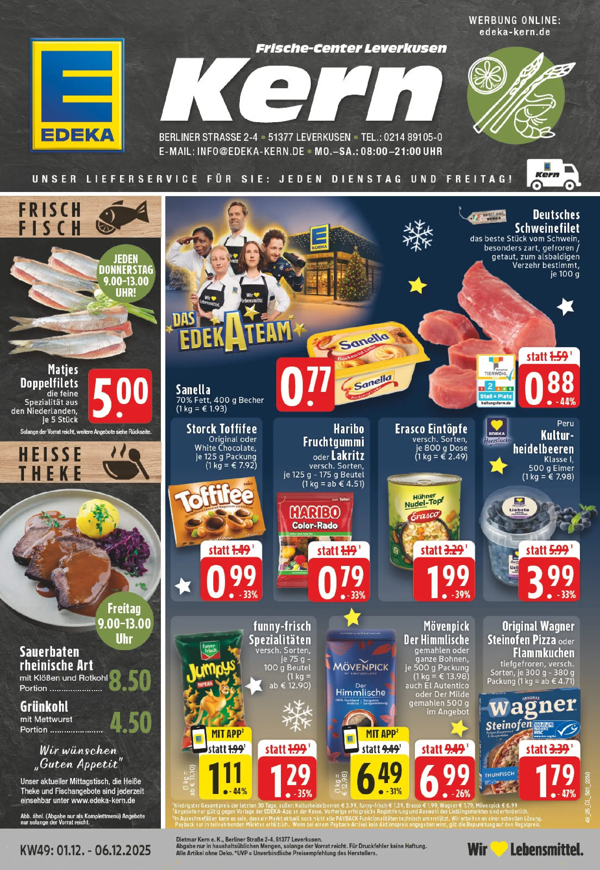 Edeka prospekt Leverkusen	 (ab 01.12.2025) » Angebote Online | Seite: 1 | Produkte: Margarine, Haribo, Rotkohl, Paprika