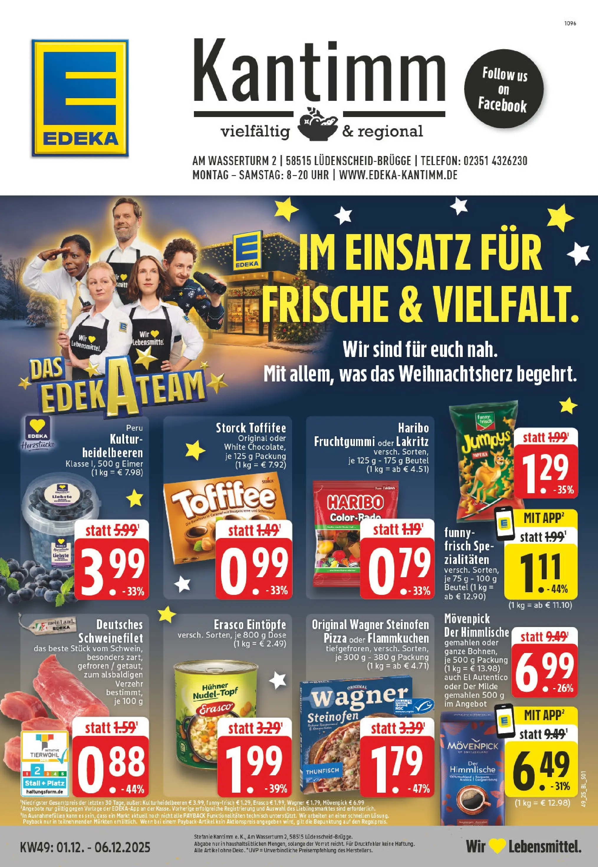 Edeka prospekt Lüdenscheid	 (ab 01.12.2025) » Angebote Online | Seite: 1 | Produkte: Thunfisch, Schweinefilet, Toffifee, Pizza