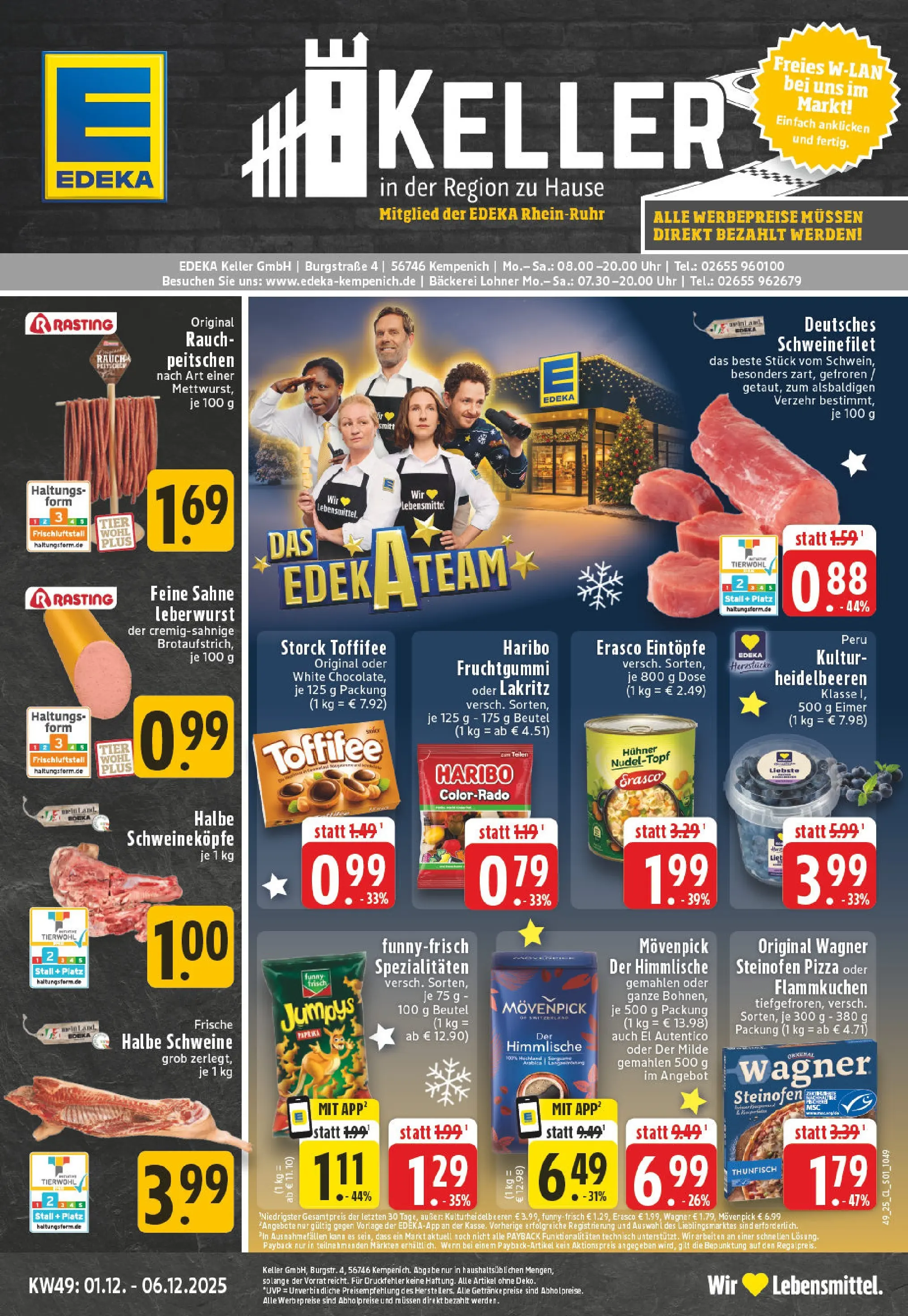 Edeka prospekt Kempenich	 (ab 01.12.2025) » Angebote Online | Seite: 1 | Produkte: Thunfisch, Heidelbeeren, Schweinefilet, Sahne