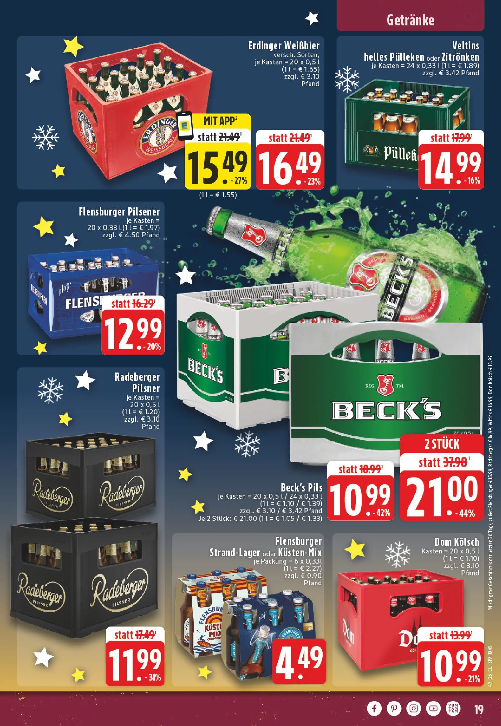 Edeka prospekt Kempenich	 (ab 01.12.2025) » Angebote Online | Seite: 19 | Produkte: Weißbier, Pils, Radeberger pilsner, Veltins