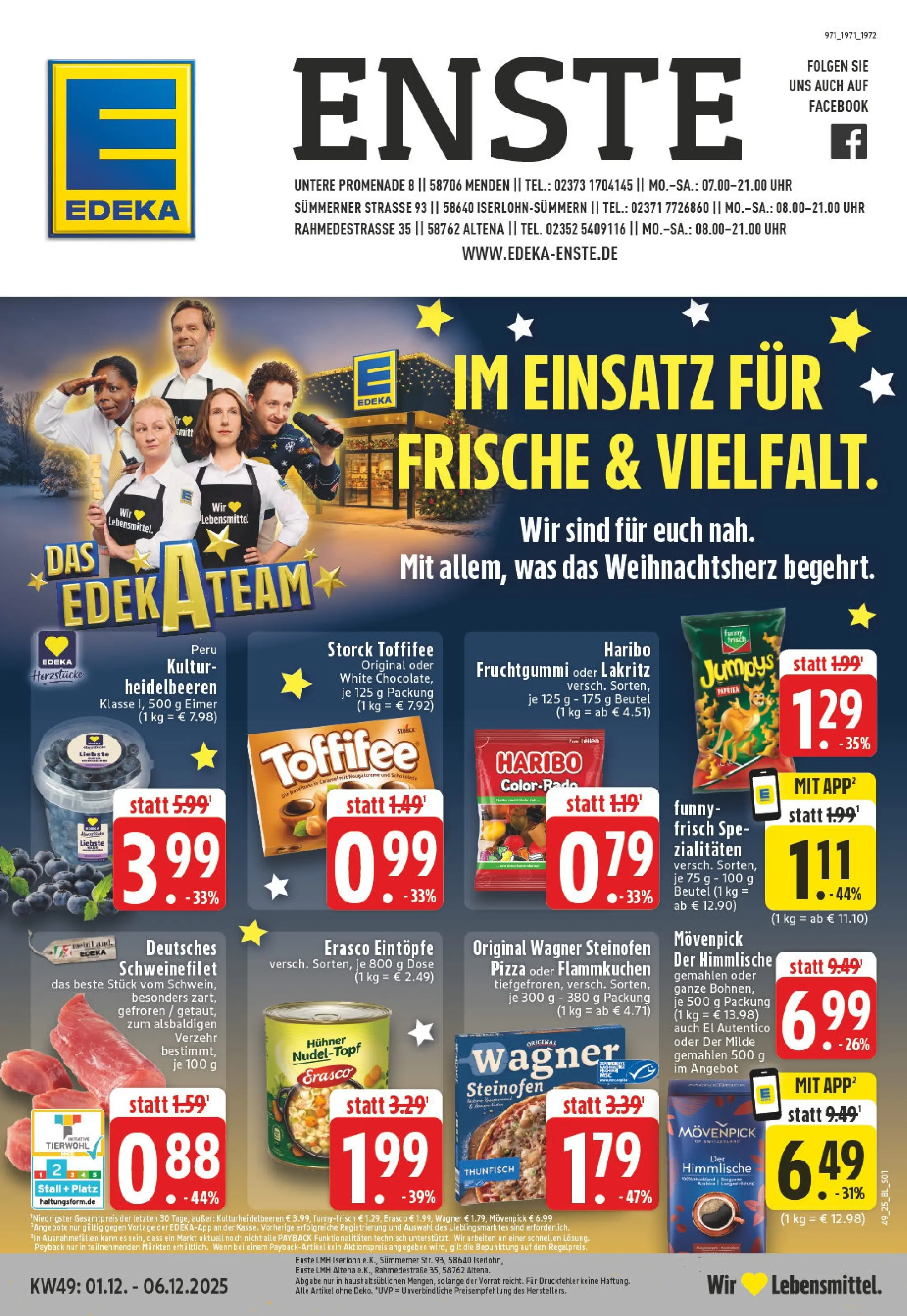 Edeka prospekt Iserlohn	 (ab 01.12.2025) » Angebote Online | Seite: 1 | Produkte: Tür, Paprika, Toffifee, Uhr