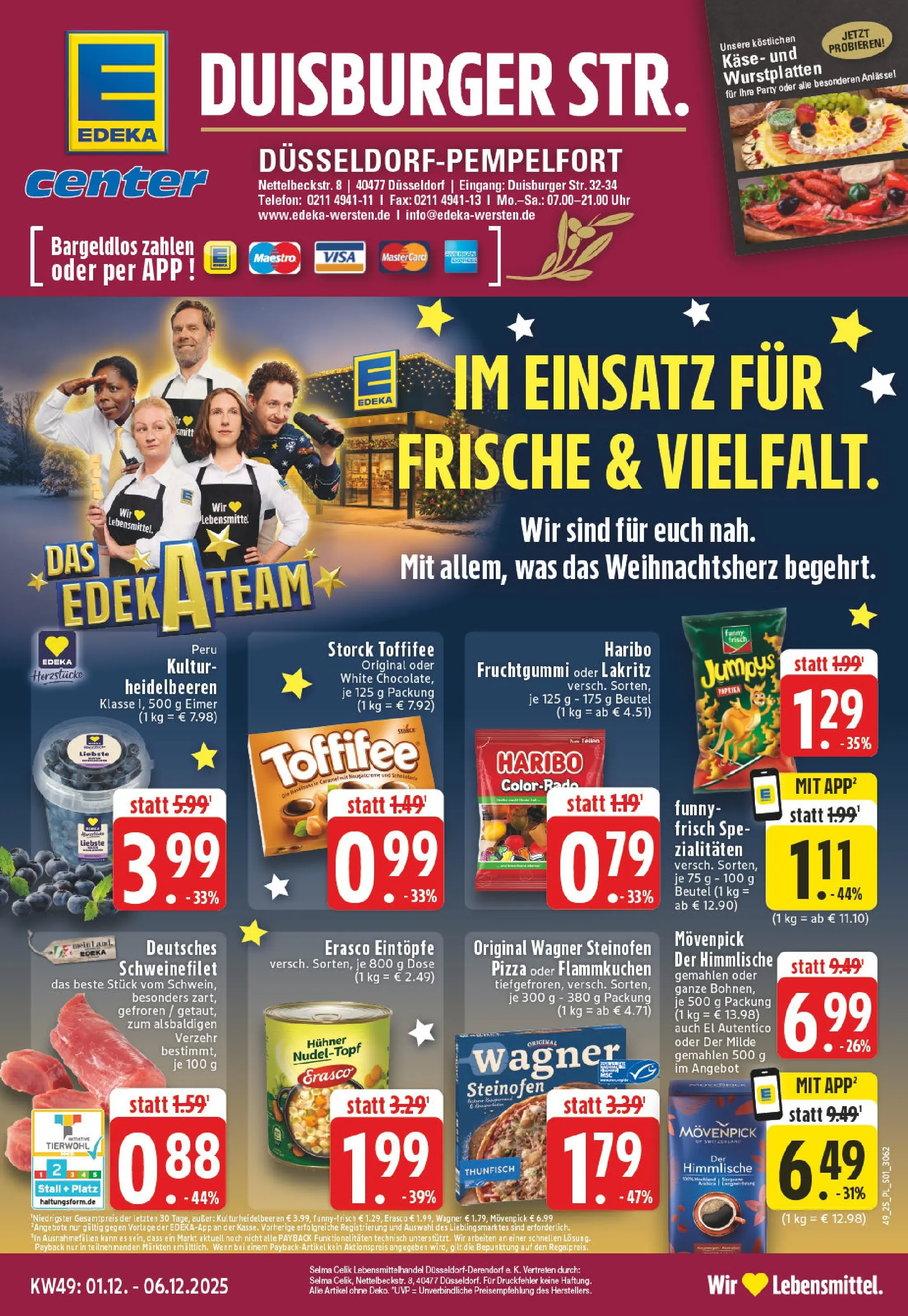 Edeka prospekt Düsseldorf-Derendorf	 (ab 01.12.2025) » Angebote Online | Seite: 1 | Produkte: Käse, Heidelbeeren, Pizza, Telefon
