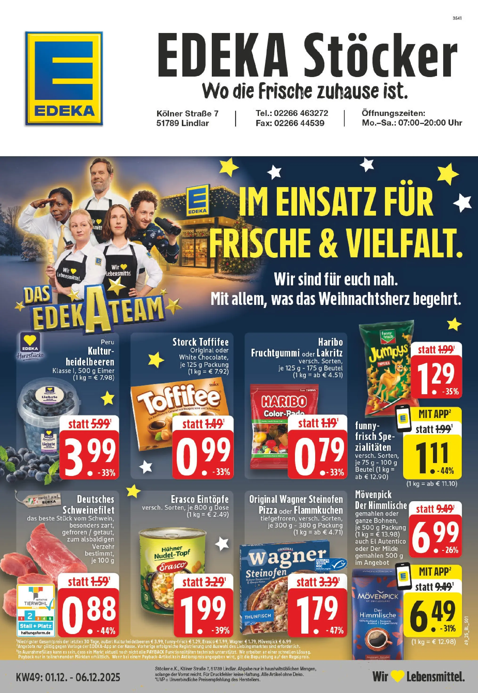 Edeka prospekt Lindlar	 (ab 01.12.2025) » Angebote Online | Seite: 1 | Produkte: Paprika, Toffifee, Erasco, Uhr