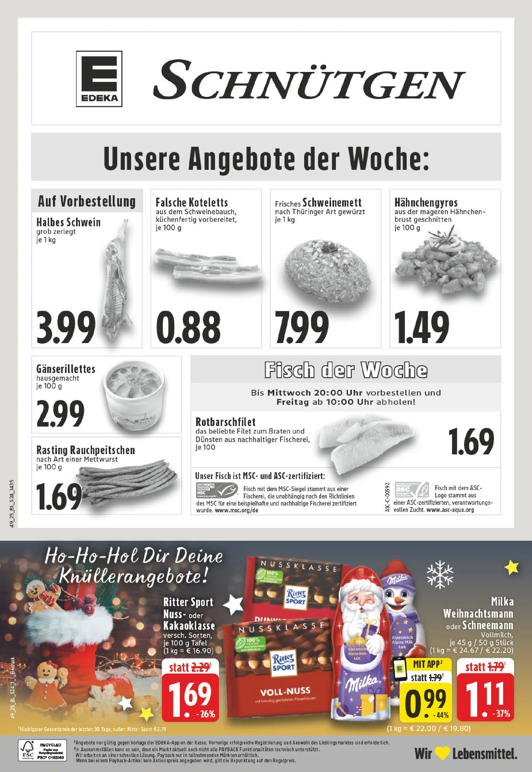 Edeka prospekt Lennestadt	 (ab 01.12.2025) » Angebote Online | Seite: 24 | Produkte: Hahnchen, Milka, Fisch, Uhr