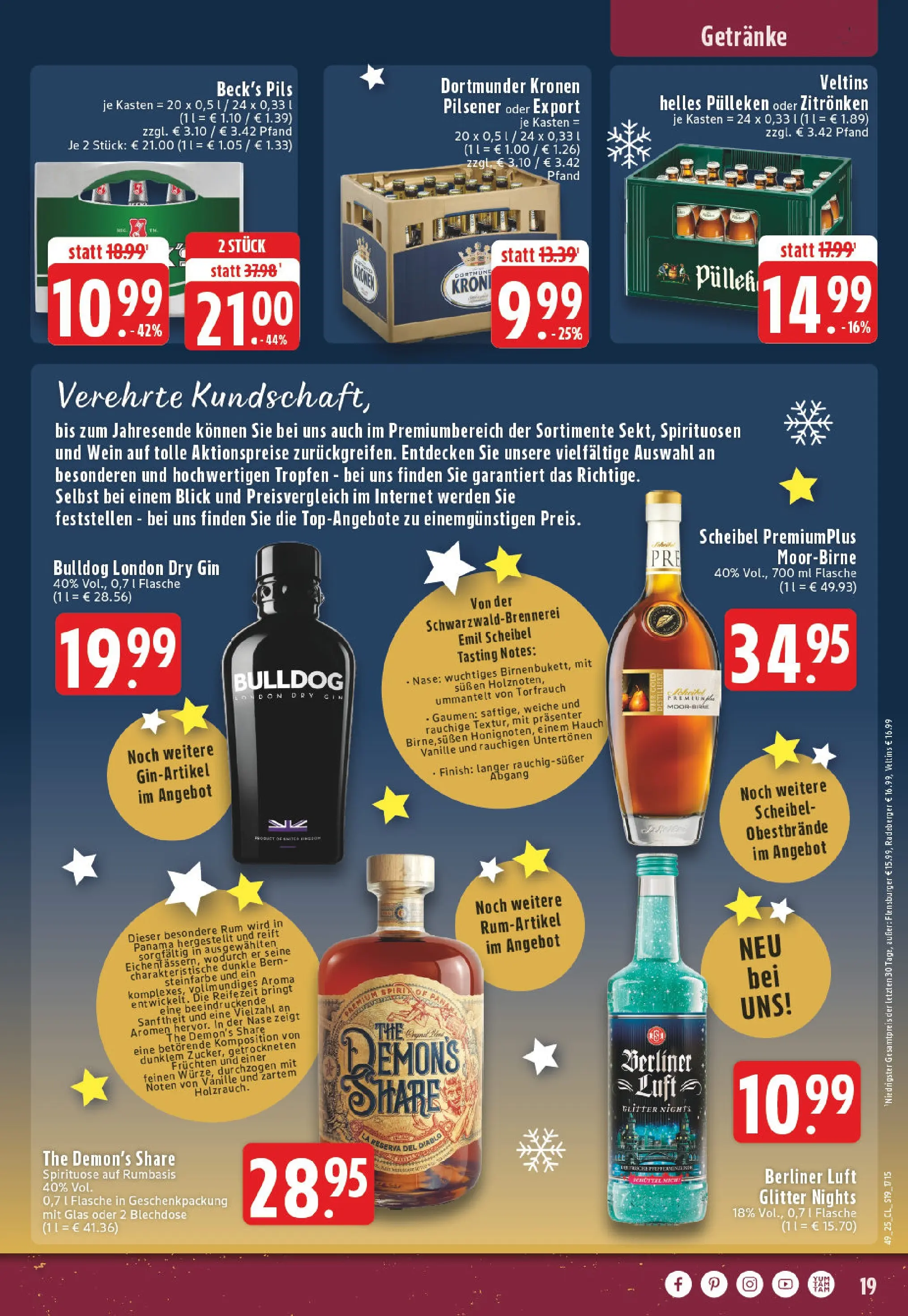Edeka prospekt Lünen-Brambauer	 (ab 01.12.2025) » Angebote Online | Seite: 19 | Produkte: Rum, Finish, Flensburger, Wein