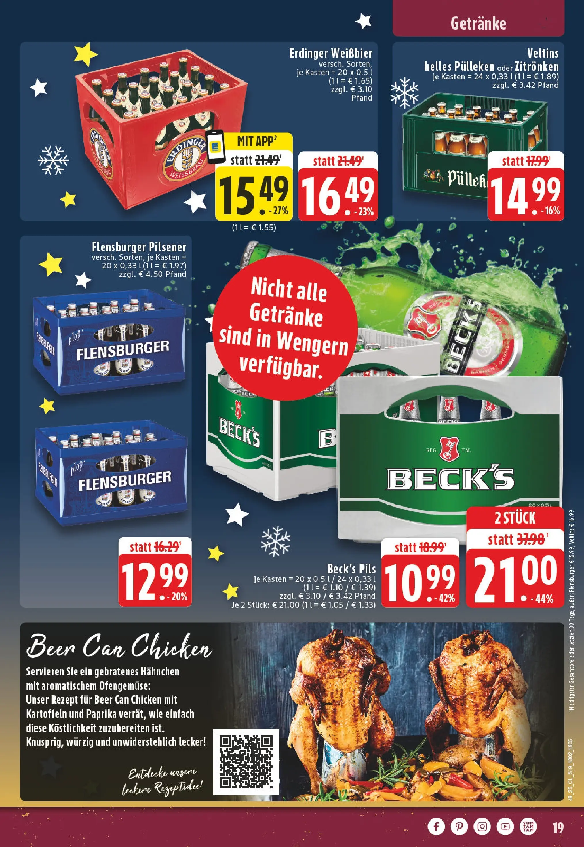 Edeka prospekt Witten-Bommern	 (ab 01.12.2025) » Angebote Online | Seite: 19 | Produkte: Hahnchen, Pils, Flensburger, Veltins