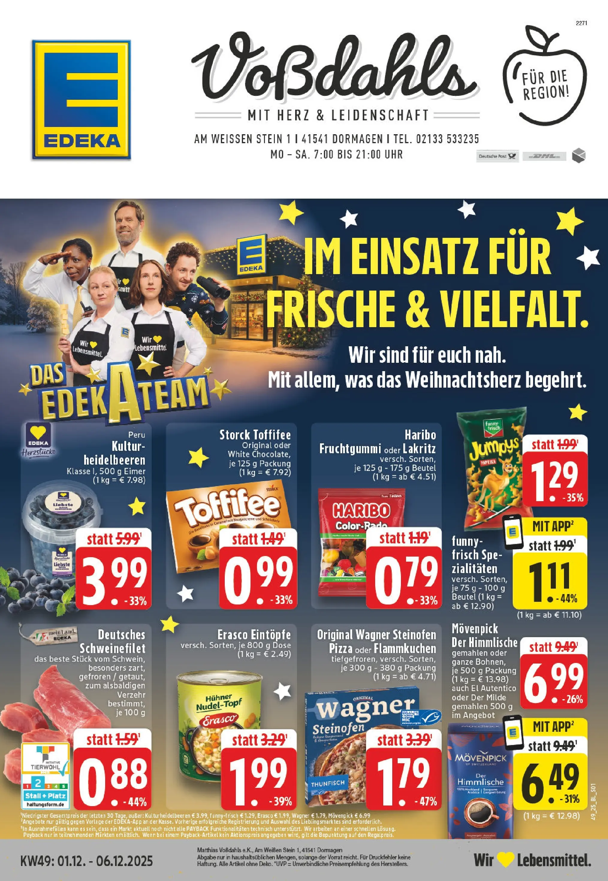 Edeka prospekt Dormagen	 (ab 01.12.2025) » Angebote Online | Seite: 1 | Produkte: Haribo, Thunfisch, Erasco, Chips