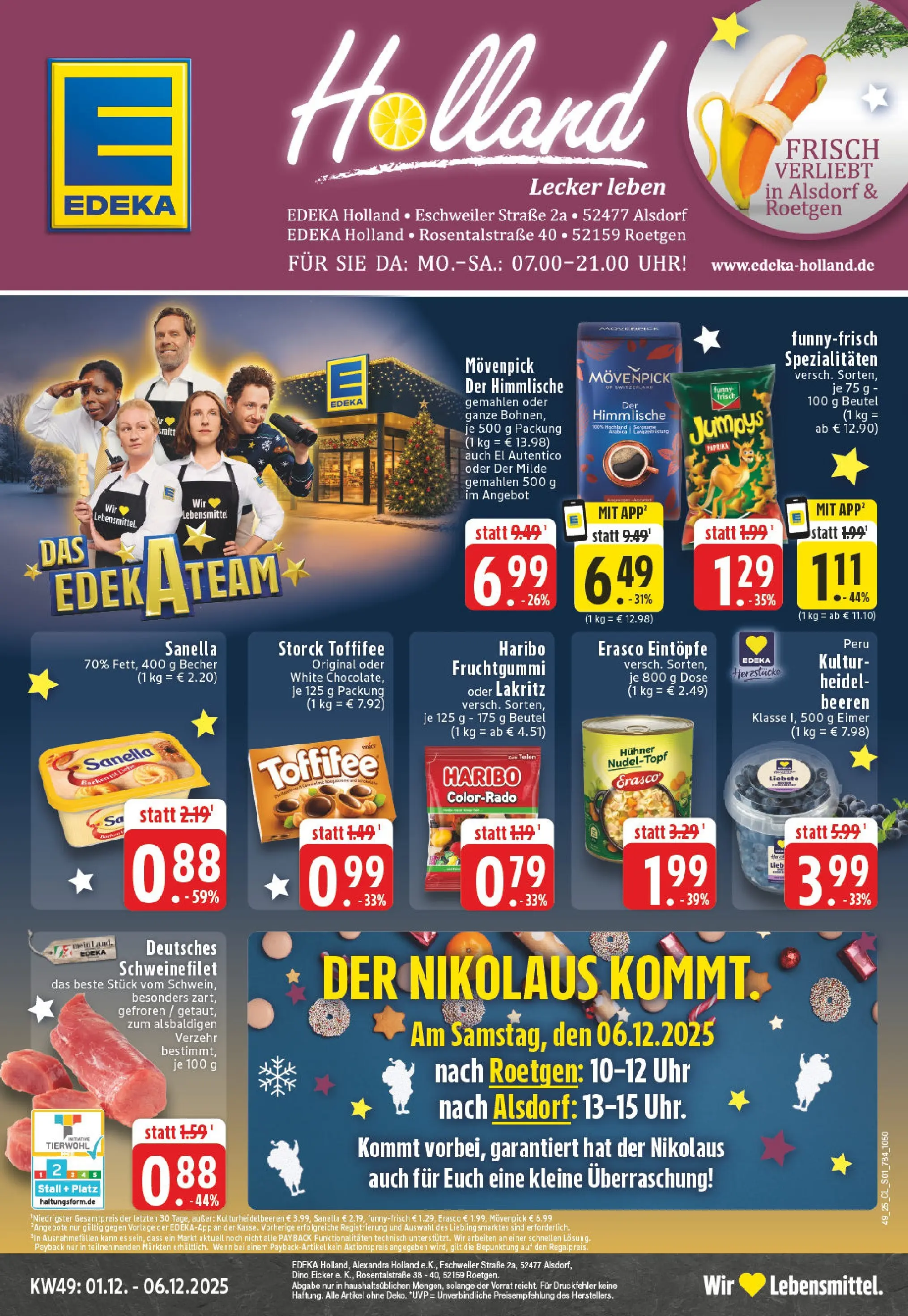 Edeka prospekt Alsdorf	 (ab 01.12.2025) » Angebote Online | Seite: 1 | Produkte: Haribo, Schweinefilet, Chips, Uhr