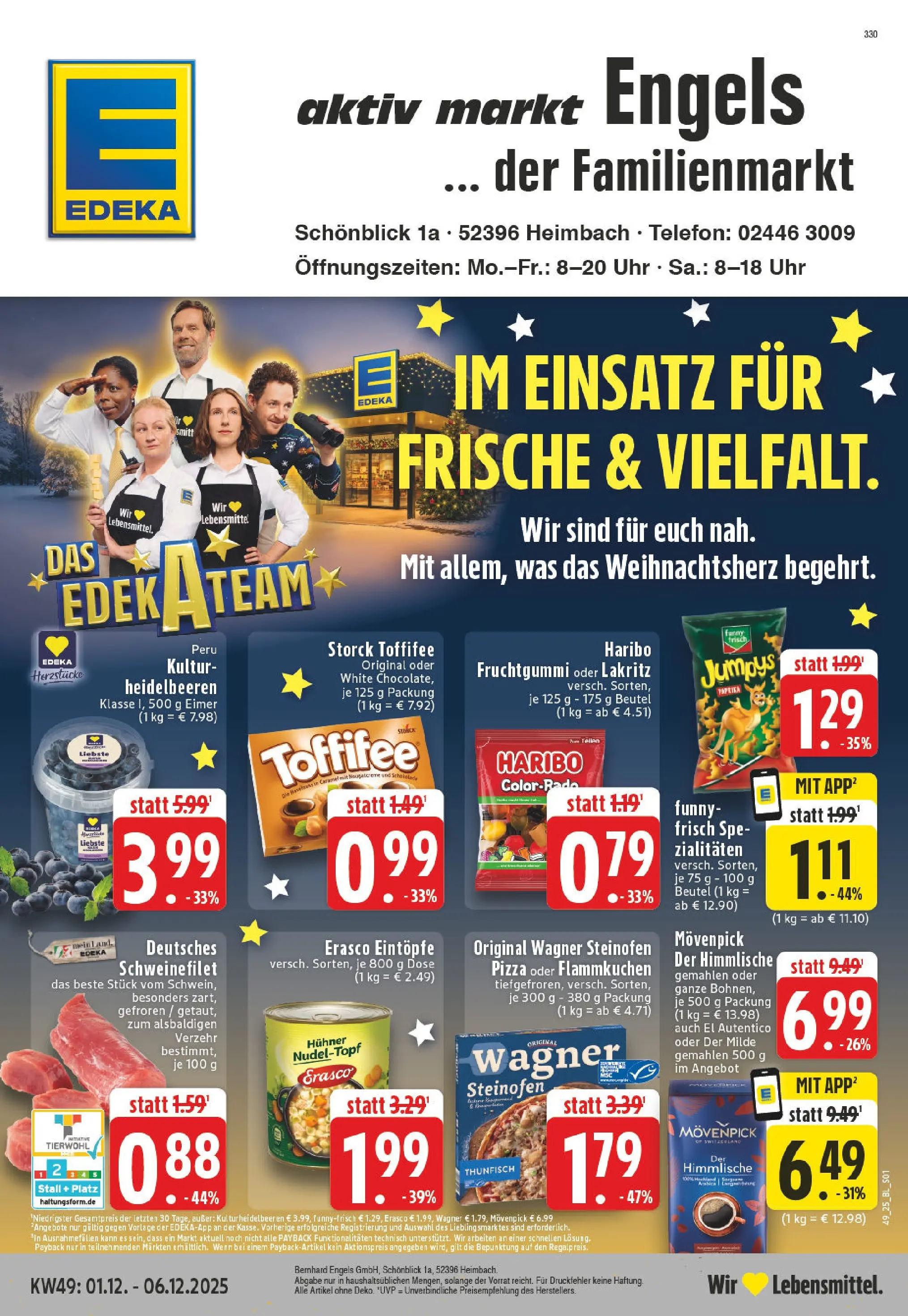 Edeka prospekt Heimbach	 (ab 01.12.2025) » Angebote Online | Seite: 1 | Produkte: Heidelbeeren, Paprika, Chips, Telefon