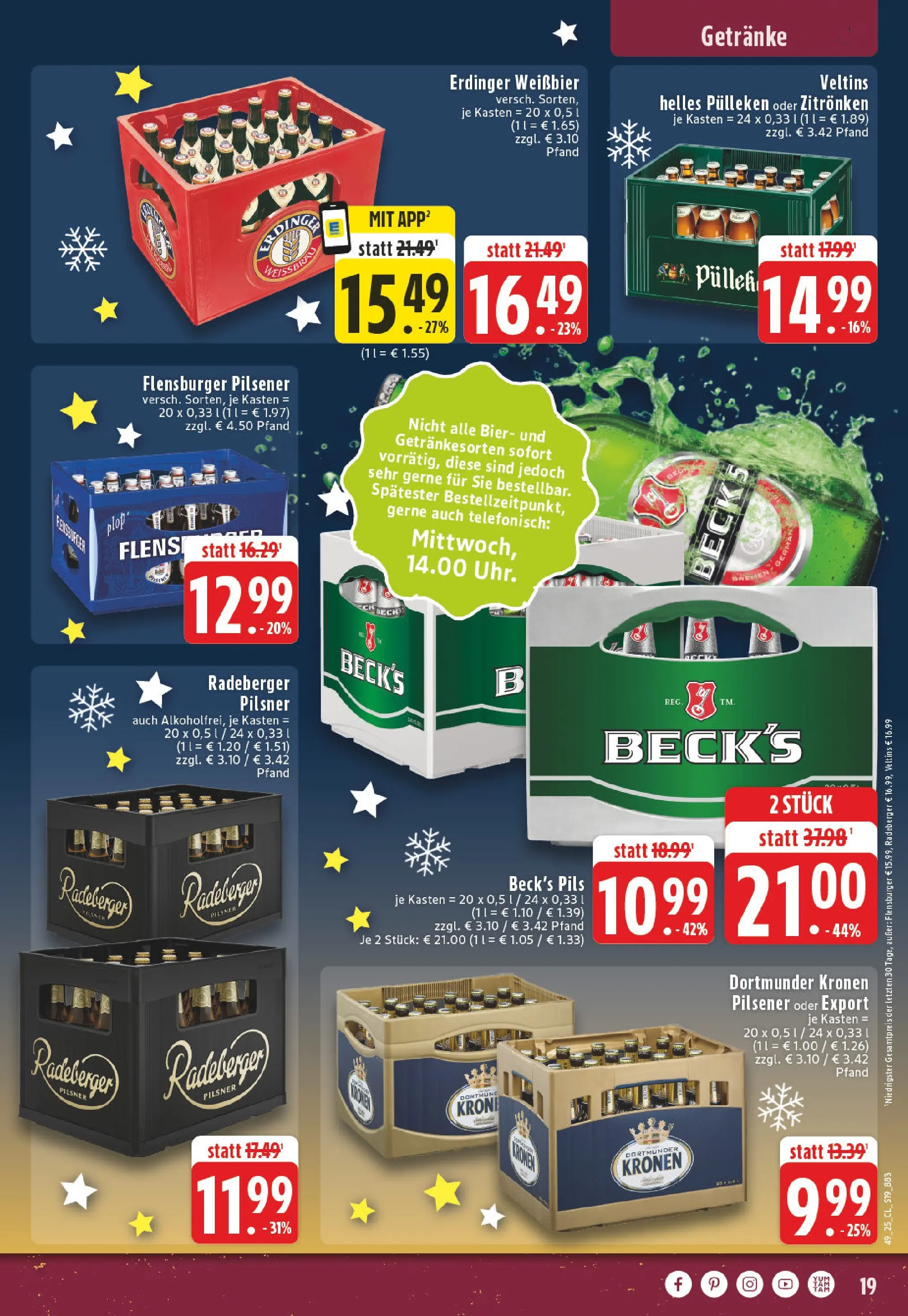 Edeka prospekt Erkelenz	 (ab 01.12.2025) » Angebote Online | Seite: 19 | Produkte: Erdinger, Weißbier, Radeberger pilsner, Veltins