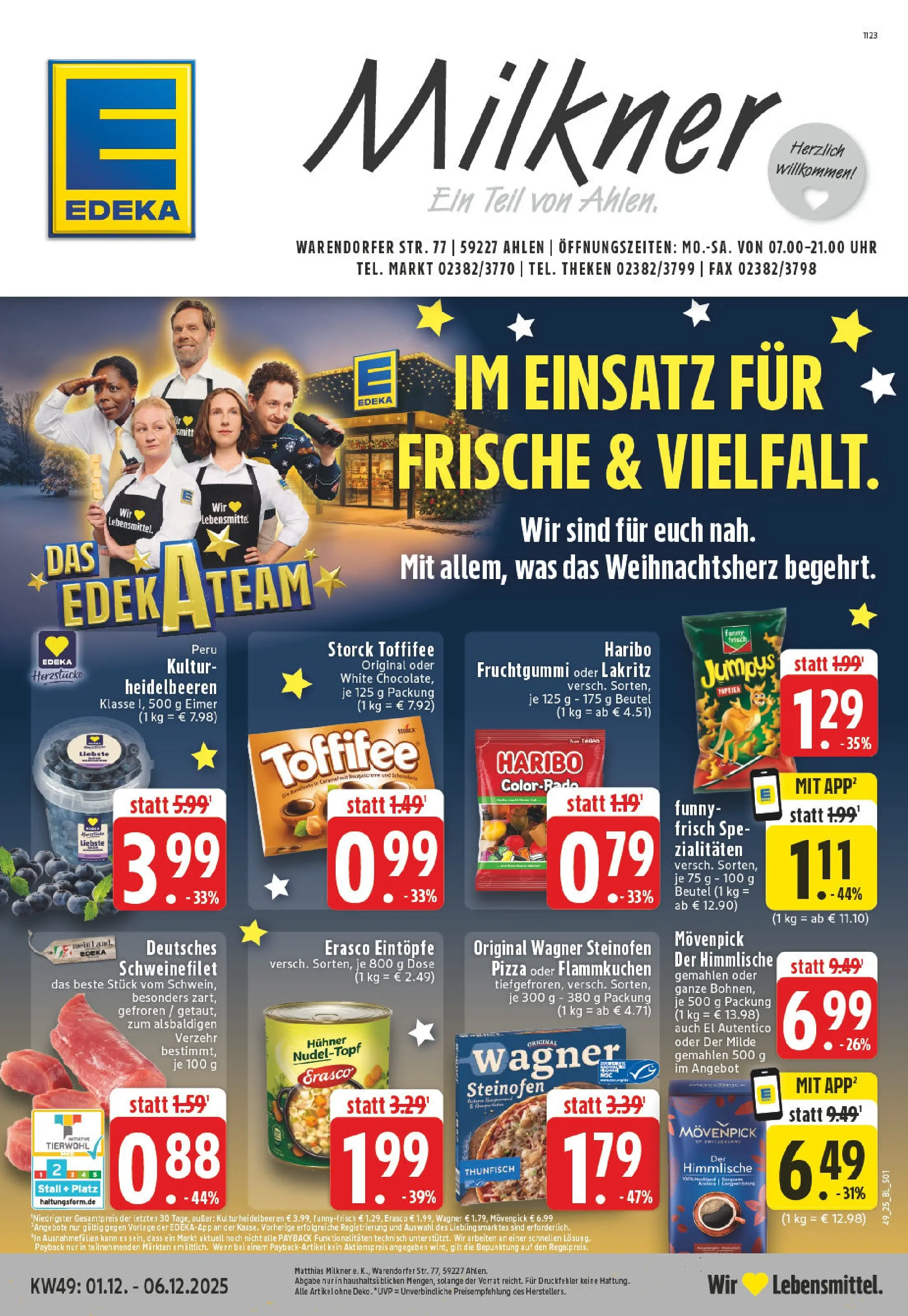 Edeka prospekt Ahlen	 (ab 01.12.2025) » Angebote Online | Seite: 1 | Produkte: Thunfisch, Schweinefilet, Paprika, Pizza