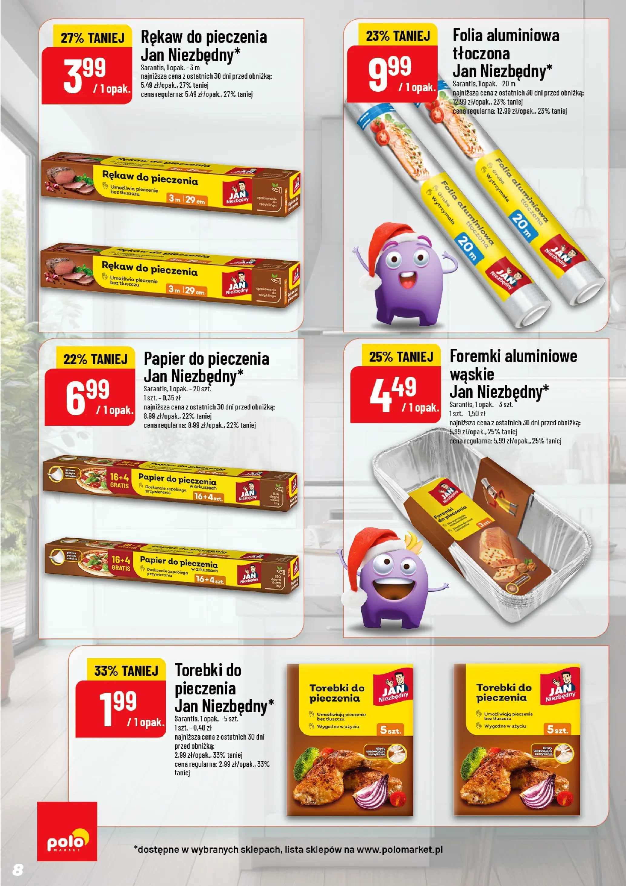 Nowa POLOmarket gazetka od jutra 26.11.2025 (PDF) | Strona: 8 | Produkty: Papier do pieczenia, Torebki
