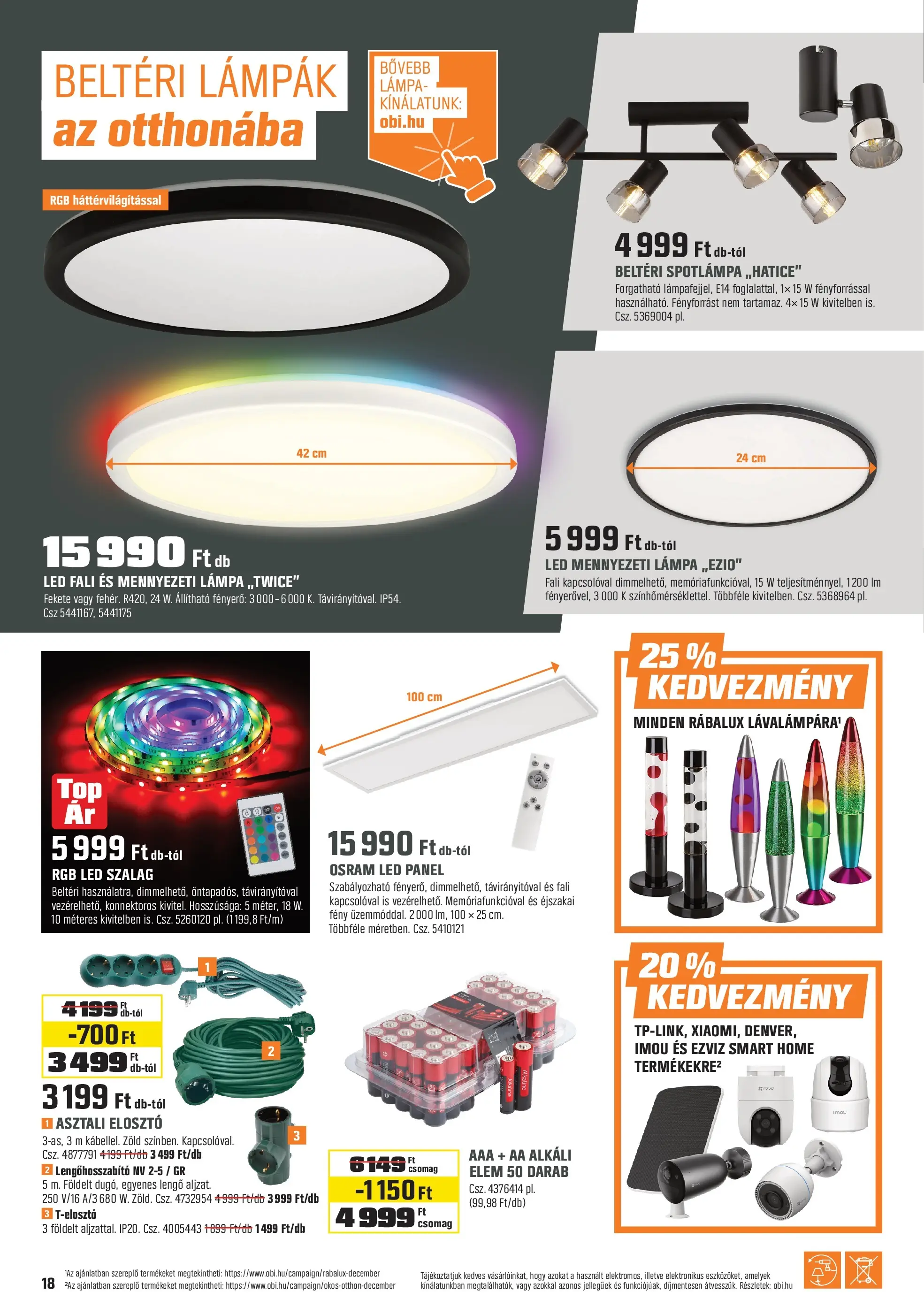 OBI Akciós újság - 2025.12.02. -tól/töl > akció, lapozható szórólap 🛍️ | Oldal: 18 | Termékek: Mennyezeti lámpa, Led szalag, Lámpa