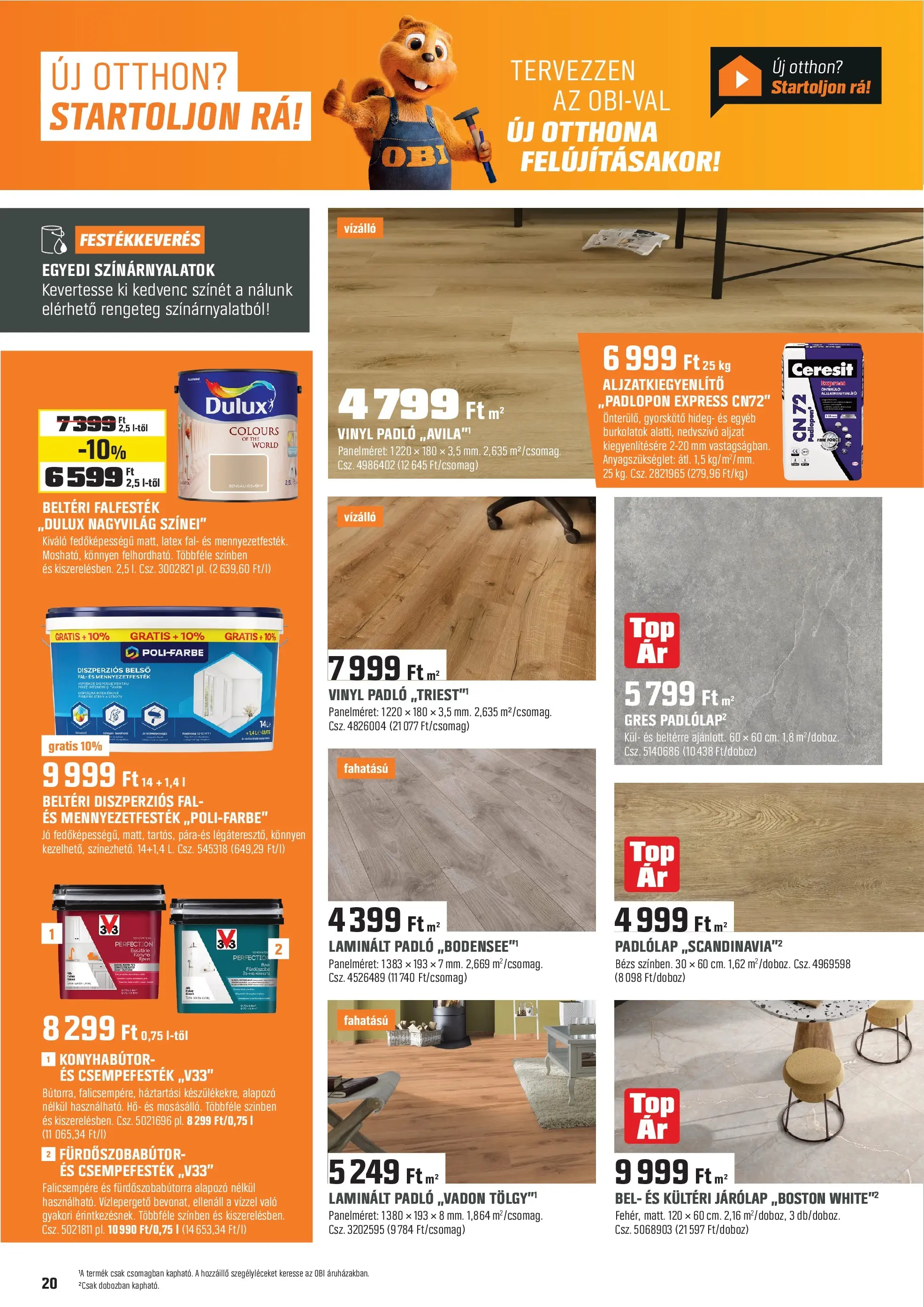 OBI Akciós újság - 2025.12.02. -tól/töl > akció, lapozható szórólap 🛍️ | Oldal: 20 | Termékek: Laminált padló, Vinyl padló, Járólap, Alapozó