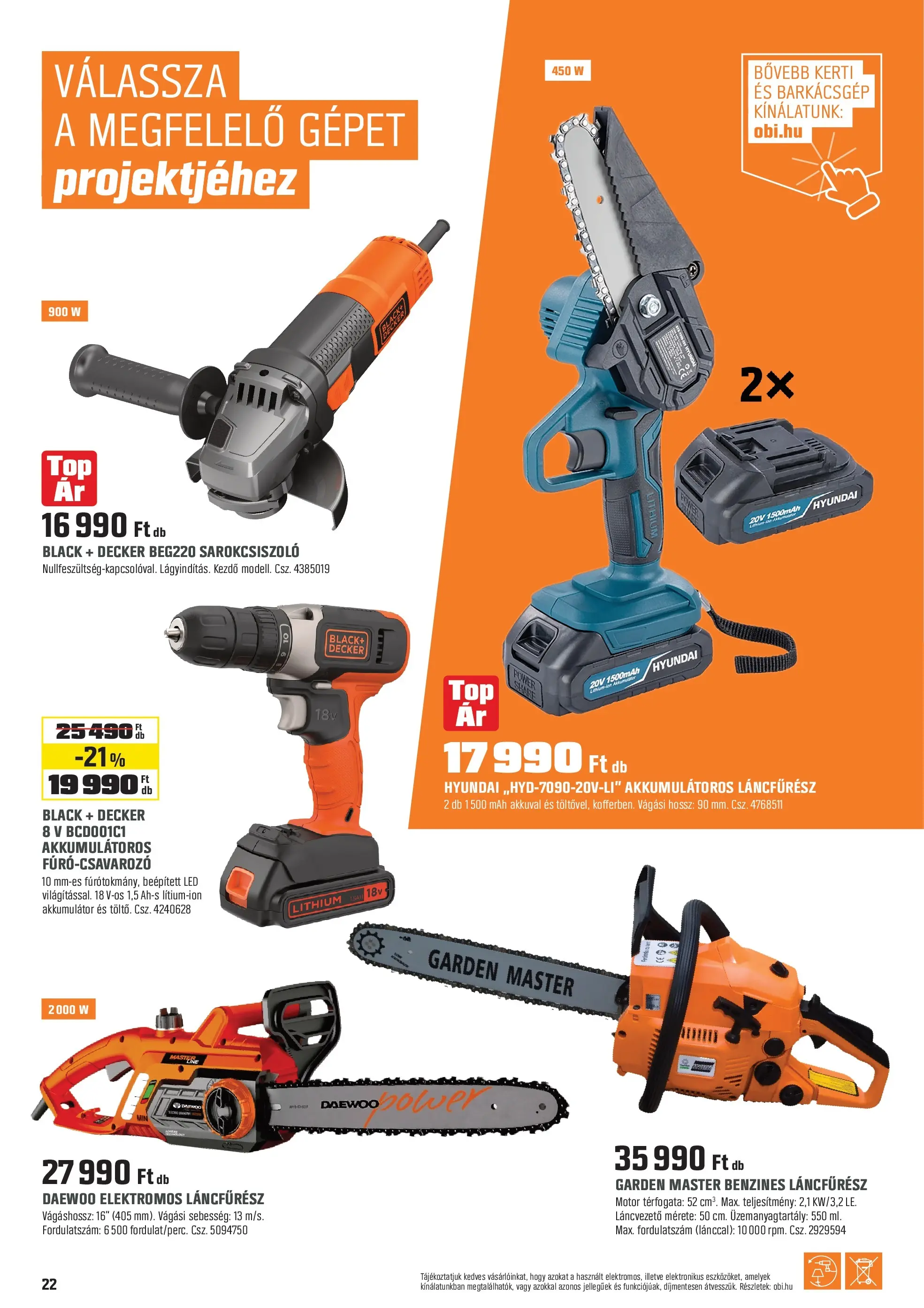 OBI Akciós újság - 2025.12.02. -tól/töl > akció, lapozható szórólap 🛍️ | Oldal: 22 | Termékek: Sál, Sarokcsiszoló, Akkumulátor, Láncfűrész