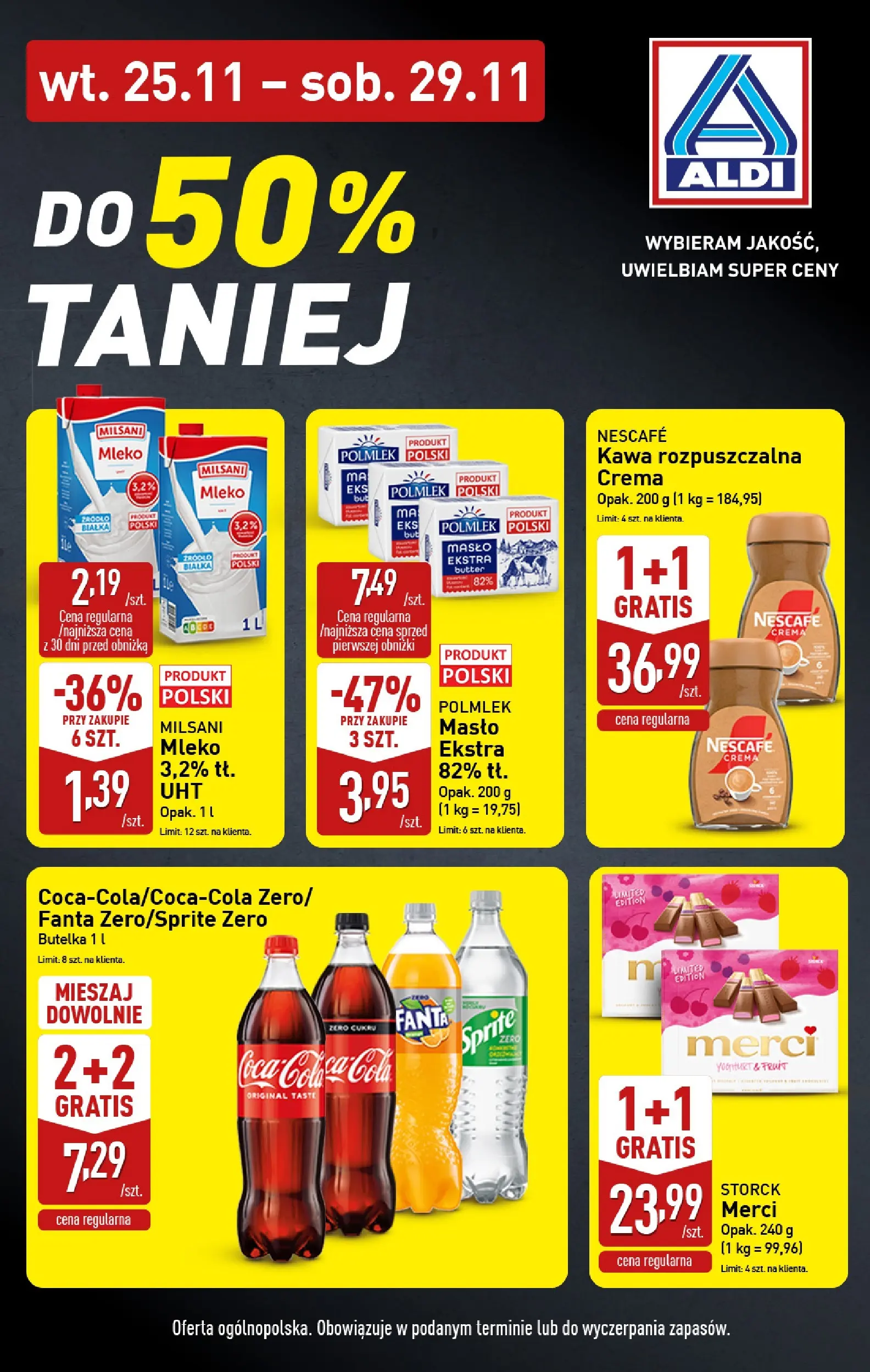 Aldi gazetka od 25.11.2025 | BLACK FRIDAY | Strona: 3 | Produkty: Nescafe, Kawa rozpuszczalna, Merci, Coca cola