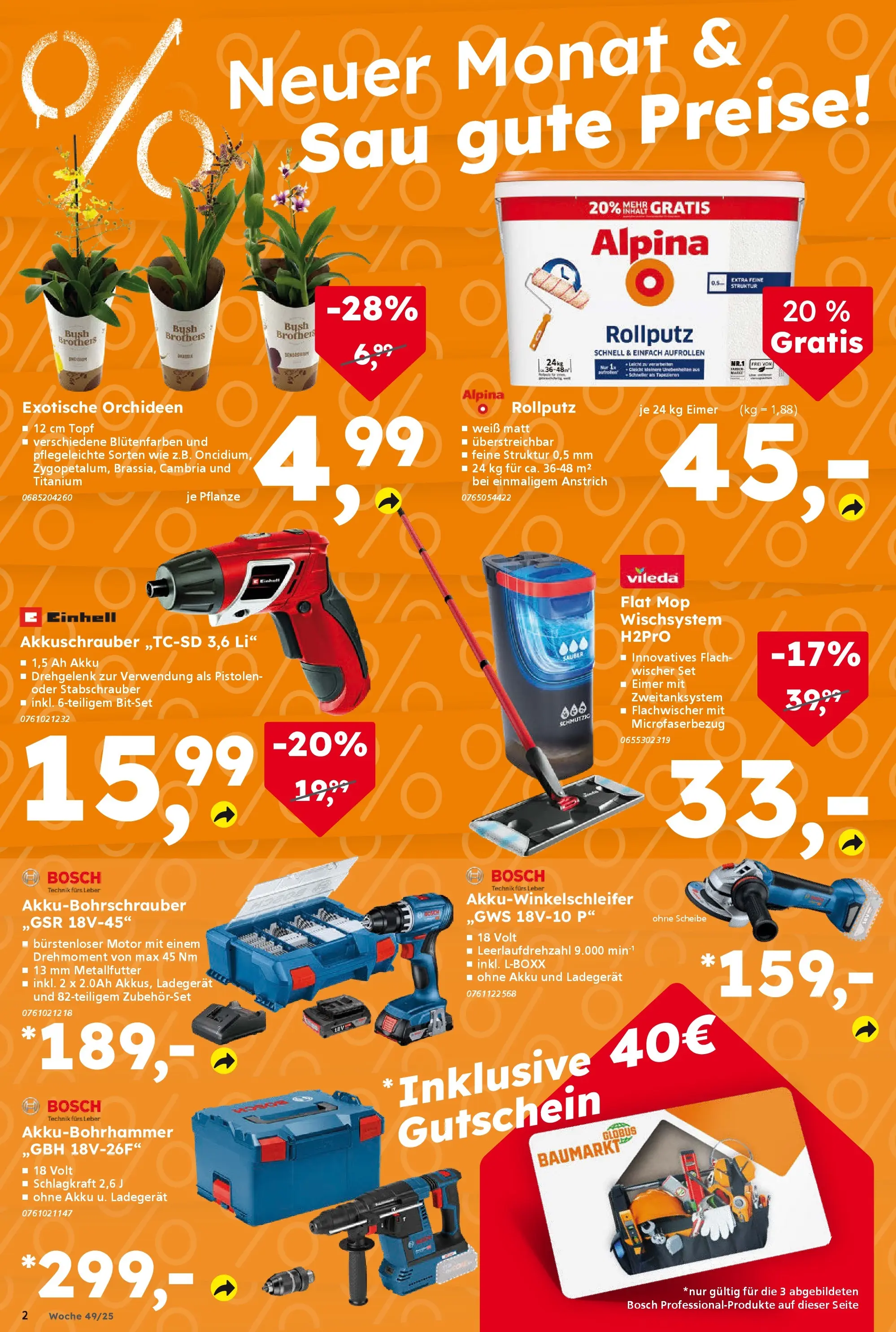 Globus Baumarkt prospekt Braunschweig	 (ab 01.12.2025) zum Blättern | Seite: 2 | Produkte: Bosch, Akkuschrauber, Ladegerät