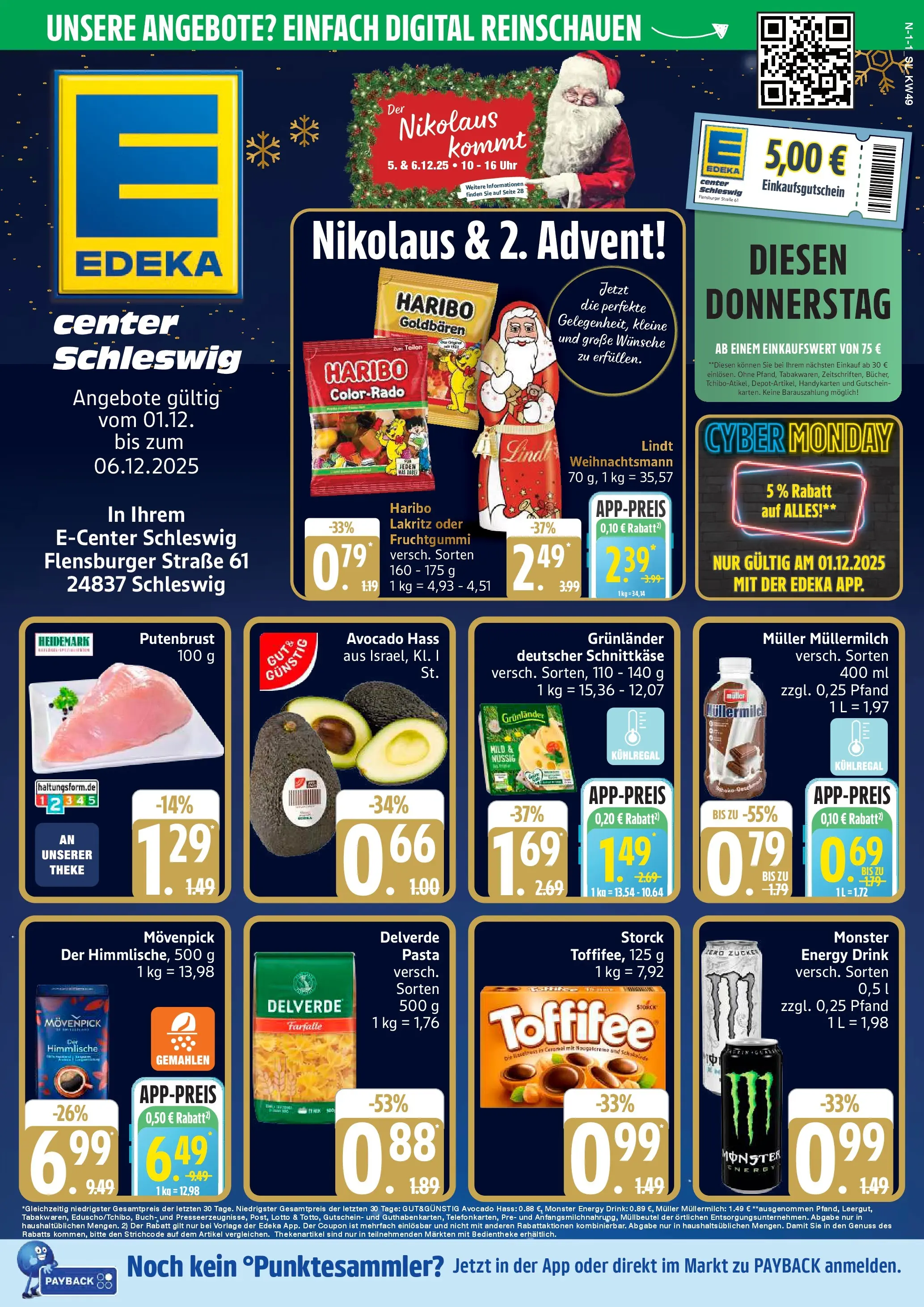Edeka prospekt Schleswig	 (ab 30.11.2025) » Angebote Online | Seite: 1 | Produkte: Grunlander, Toffifee, Müllermilch, Muller mullermilch